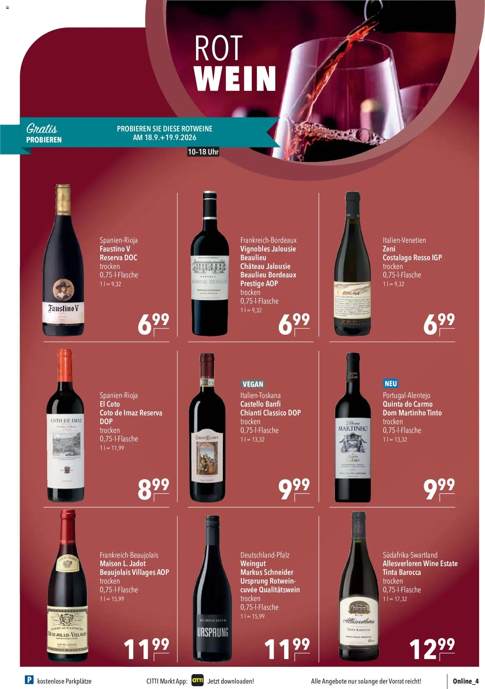 CITTI Markt Prospekt – gültig ab 16.09.2026 | Seite: 15 | Produkte: Rotwein, Rotwein trocken, Wein, Uhr