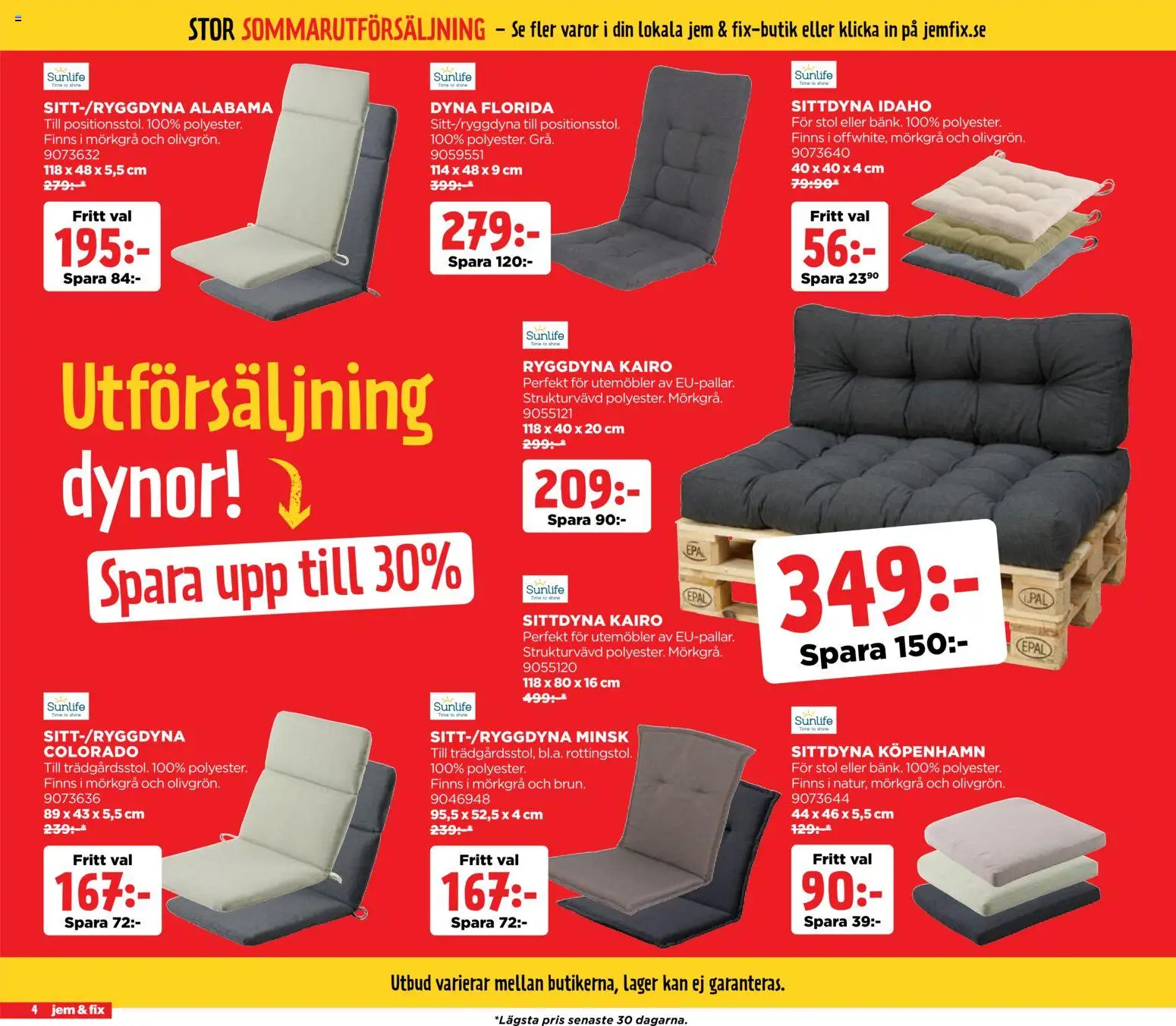 Jem & Fix reklamblad aktuell från 03/08/2026 | Sida: 4 | Produkter: Dynor, Stol