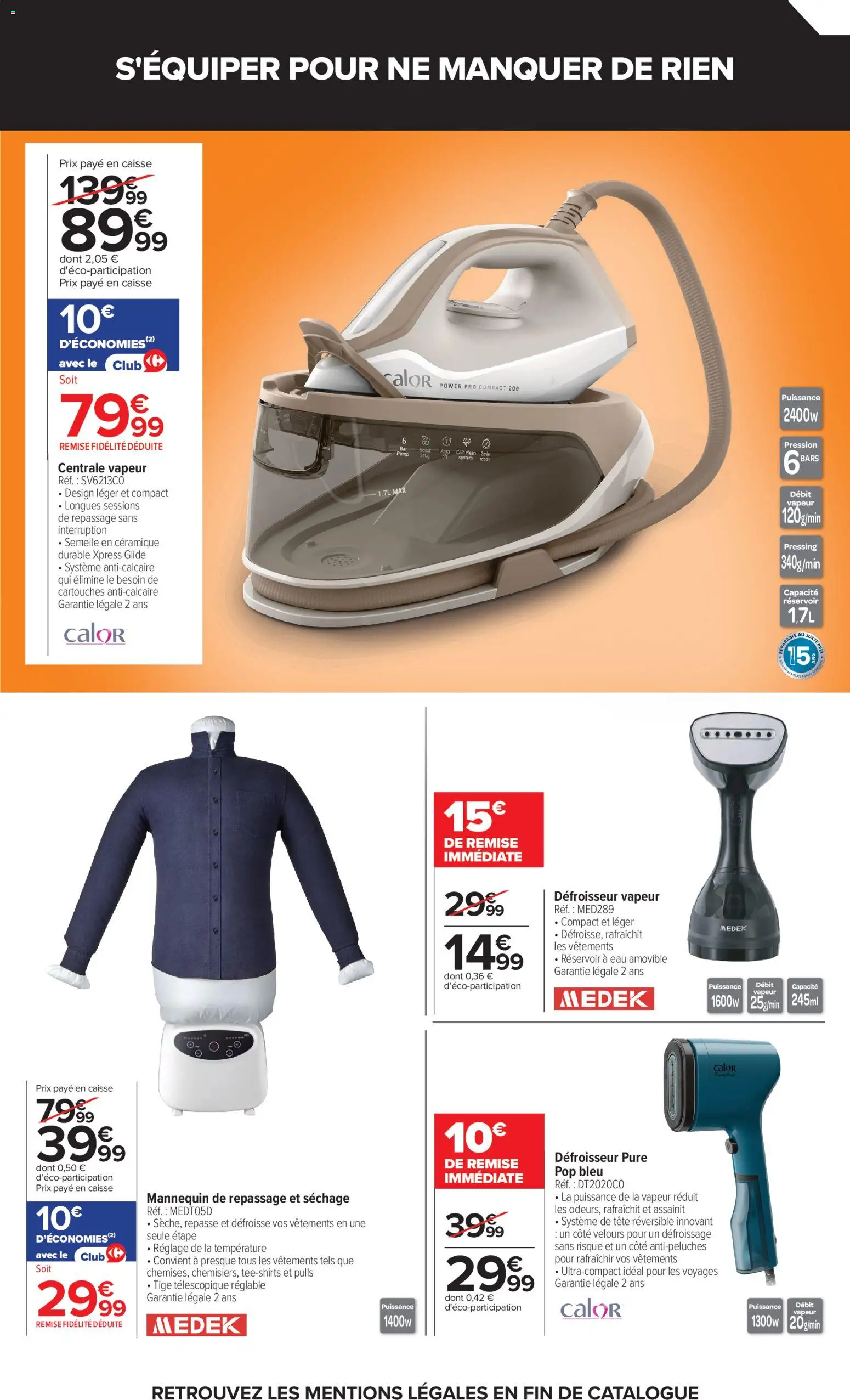 {H1} | Page: 19 | Produits: Centrale vapeur, Centrale vapeur Calor, Vêtements