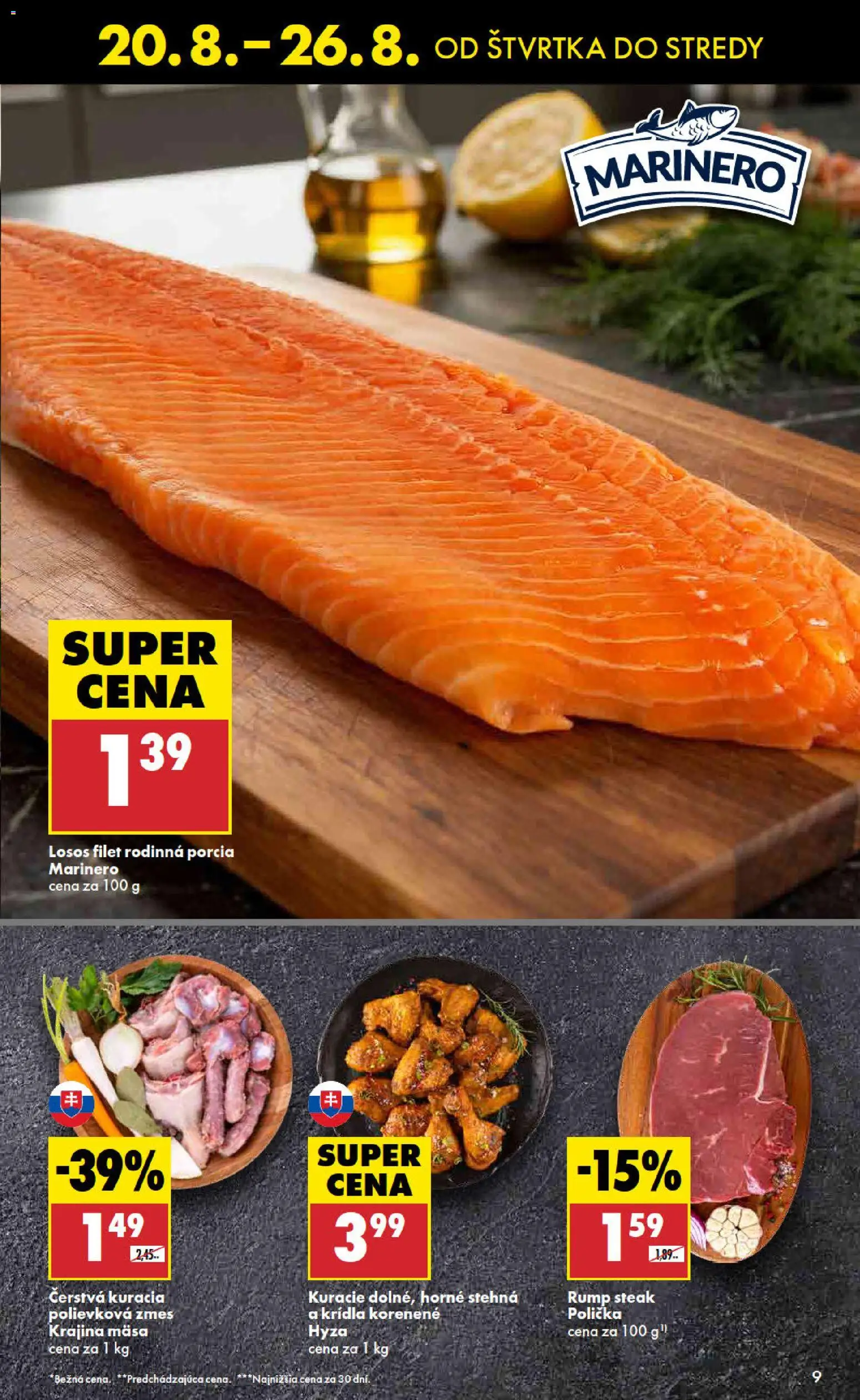 Nové Biedronka akcie – leták je platný od 20.08.2026 | Strana: 9 | Produkty: Rump steak, Losos, Steak, Stehná