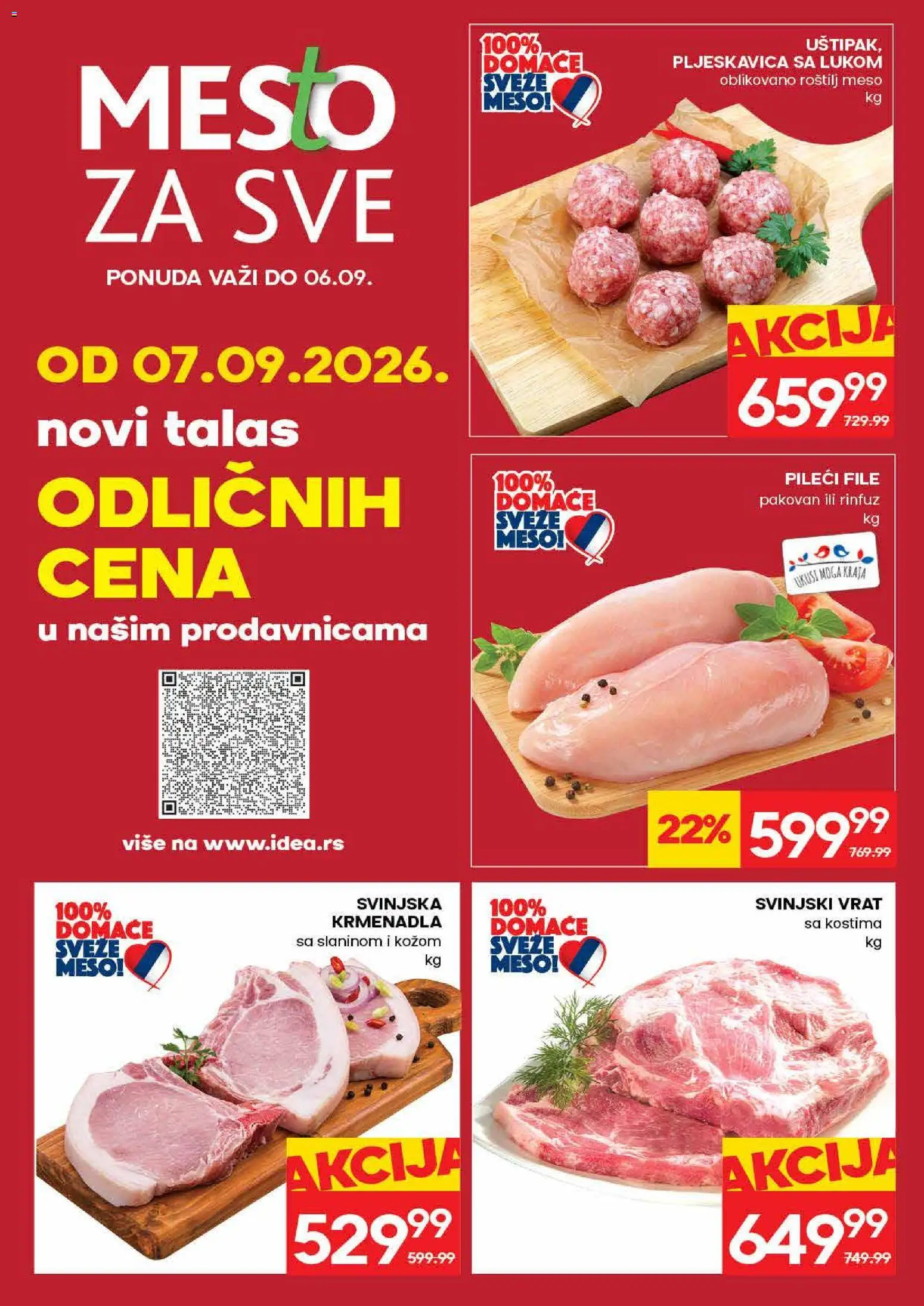 Idea katalog - važi od 31.08.2026 | Strana: 8 | Proizvode: Pileći file, Svinjski vrat, Vrat, Roštilj meso