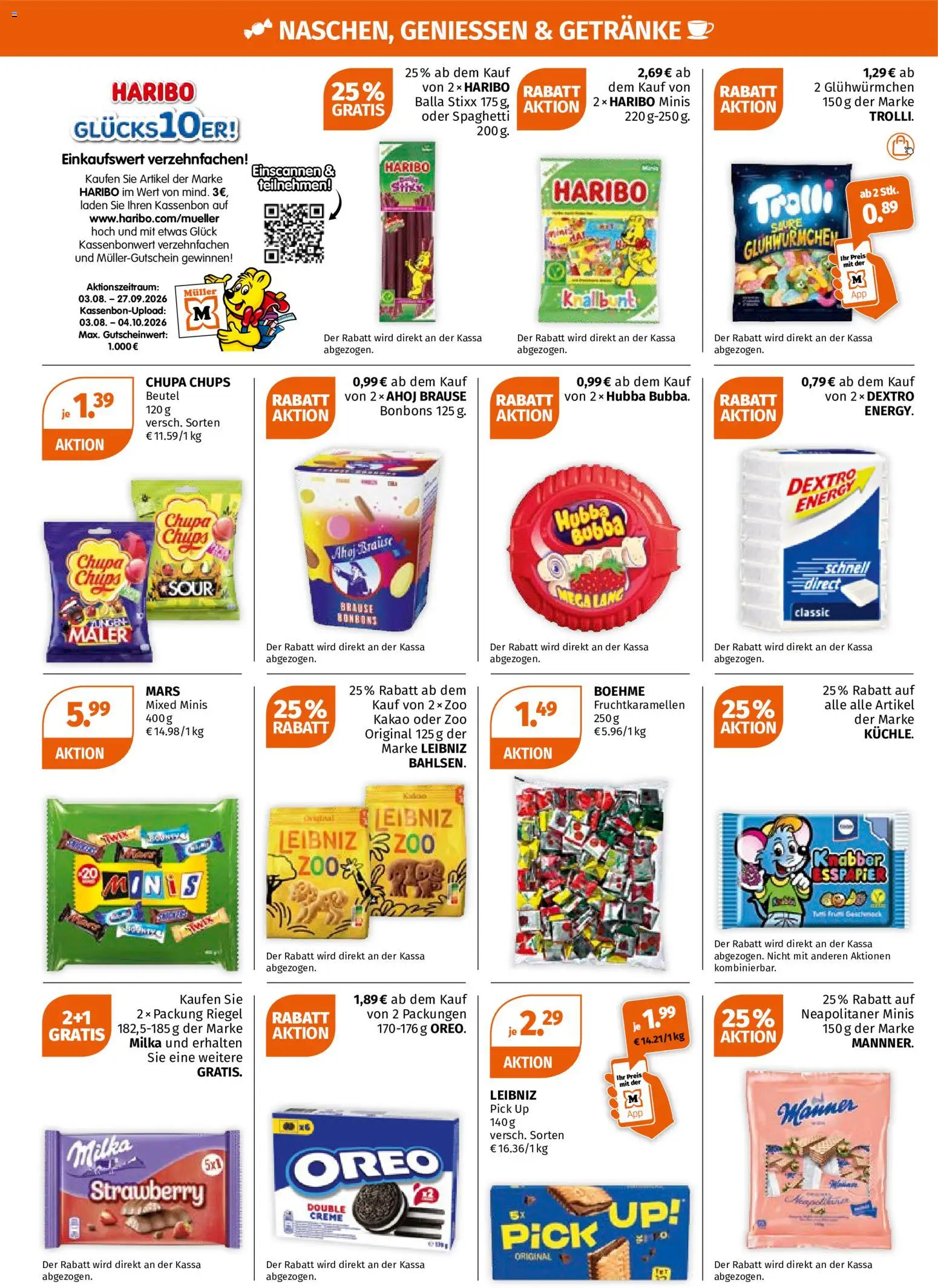 Müller Flugblatt gültig ab 31.08.2026 | Seite: 16 | Produkte: Getränke, Creme, Spaghetti