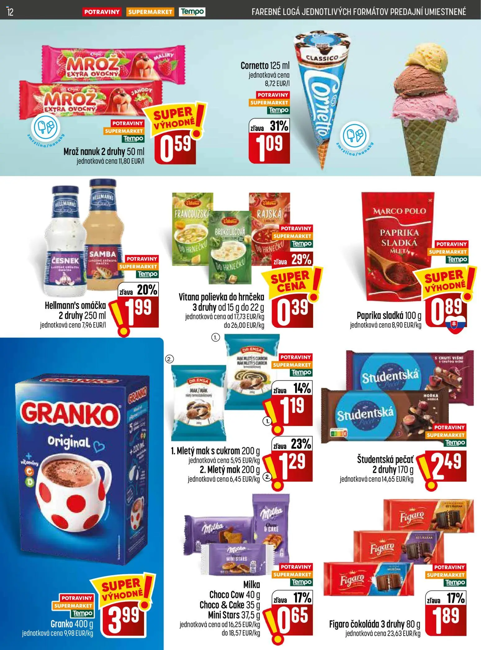 Nové COOP Jednota akcie – leták je platný od 03.09.2026 | Strana: 12 | Produkty: Nanuk, Čokoláda, Študentská pečať, Granko
