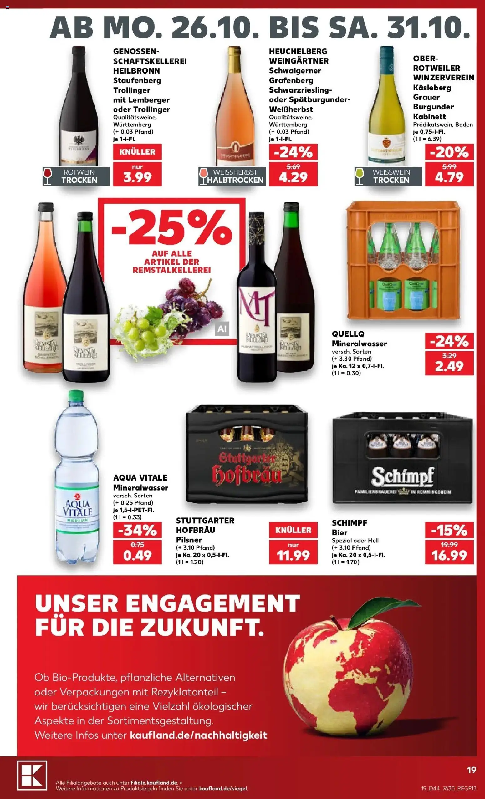 Prospekt Kaufland ab 26.10.2026 » Angebote Online zum Blättern | Seite: 23 | Produkte: Bier, Weißwein, Rotwein, Mineralwasser