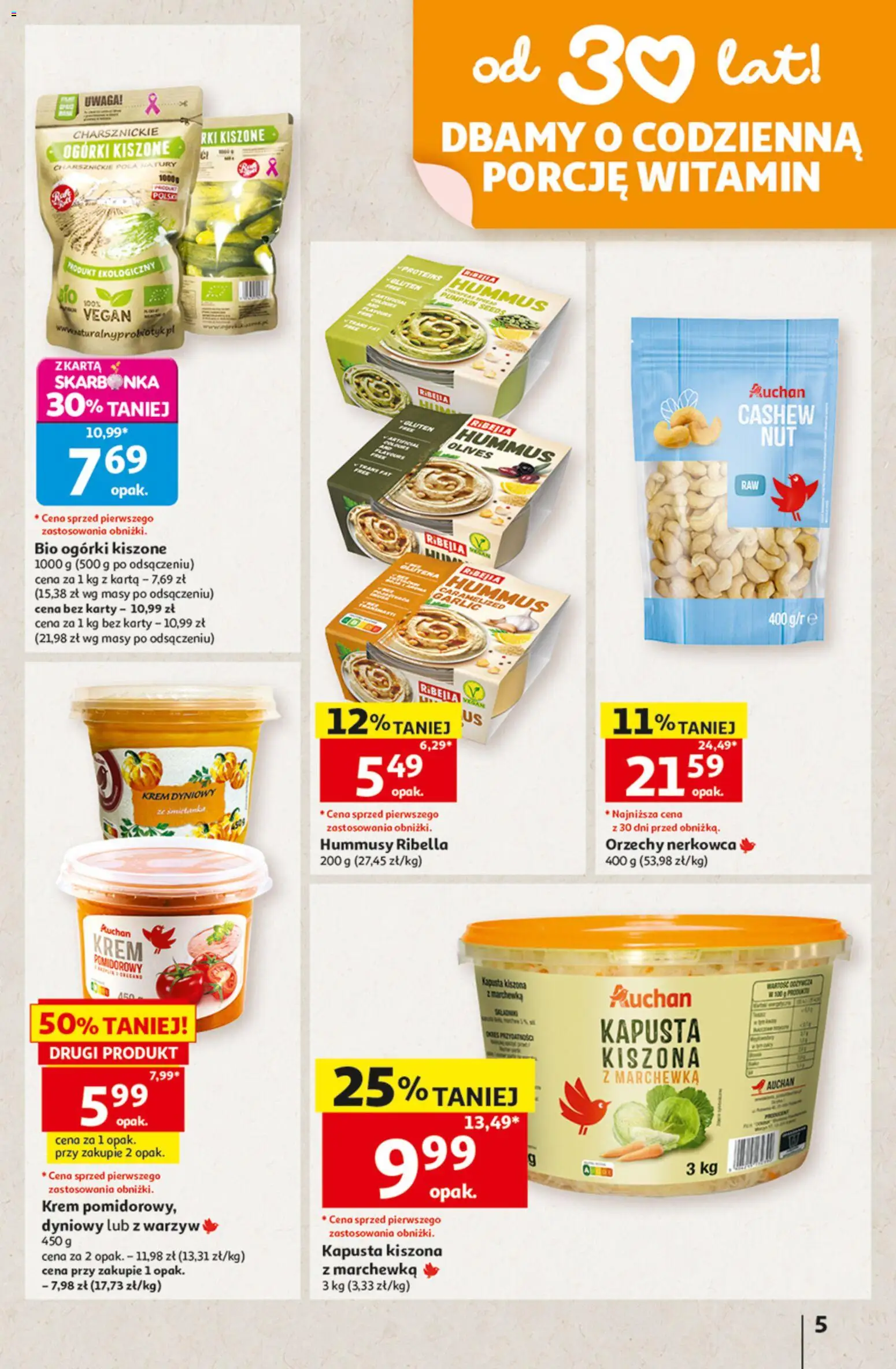 Auchan gazetka - Hipermarket od 08.10.2026 | Strona: 5 | Produkty: Orzechy nerkowca, Kapusta kiszona, Orzechy, Ogórki kiszone