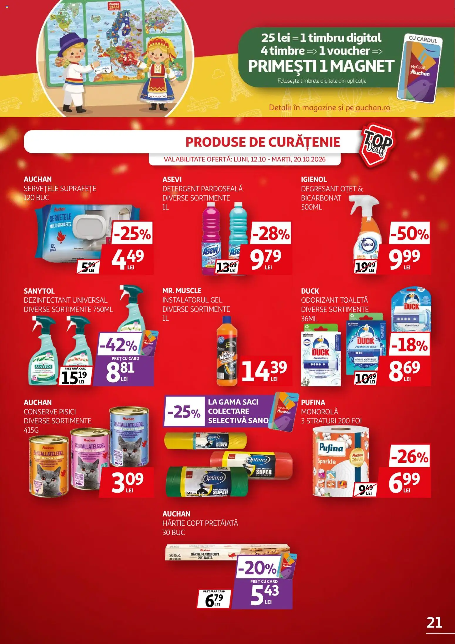 Noul catalog Auchan – valabil de la 12.10.2026 | Pagină: 21 | Produse: Produse de curatenie, Toaletă, Pardoseală, Oțet