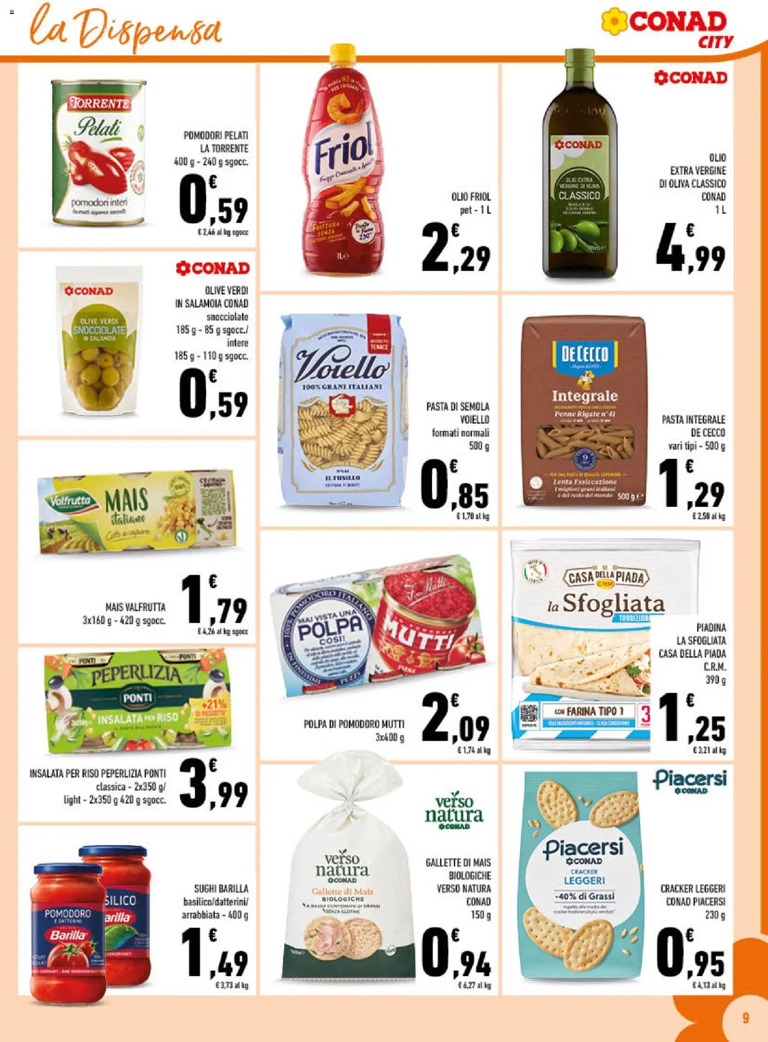 Volantino Conad del 17.06.2026 | Pagina: 9 | Prodotti: Pasta, Gallette, Mais, Penne