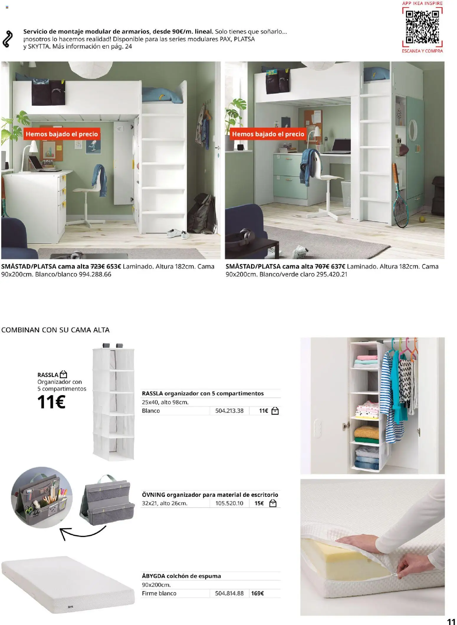 Catálogo IKEA Almacenaje infantil │ válido desde el 01/02/2026 | Página: 11 | Productos: Organizador, Espuma, Colchon, Cama