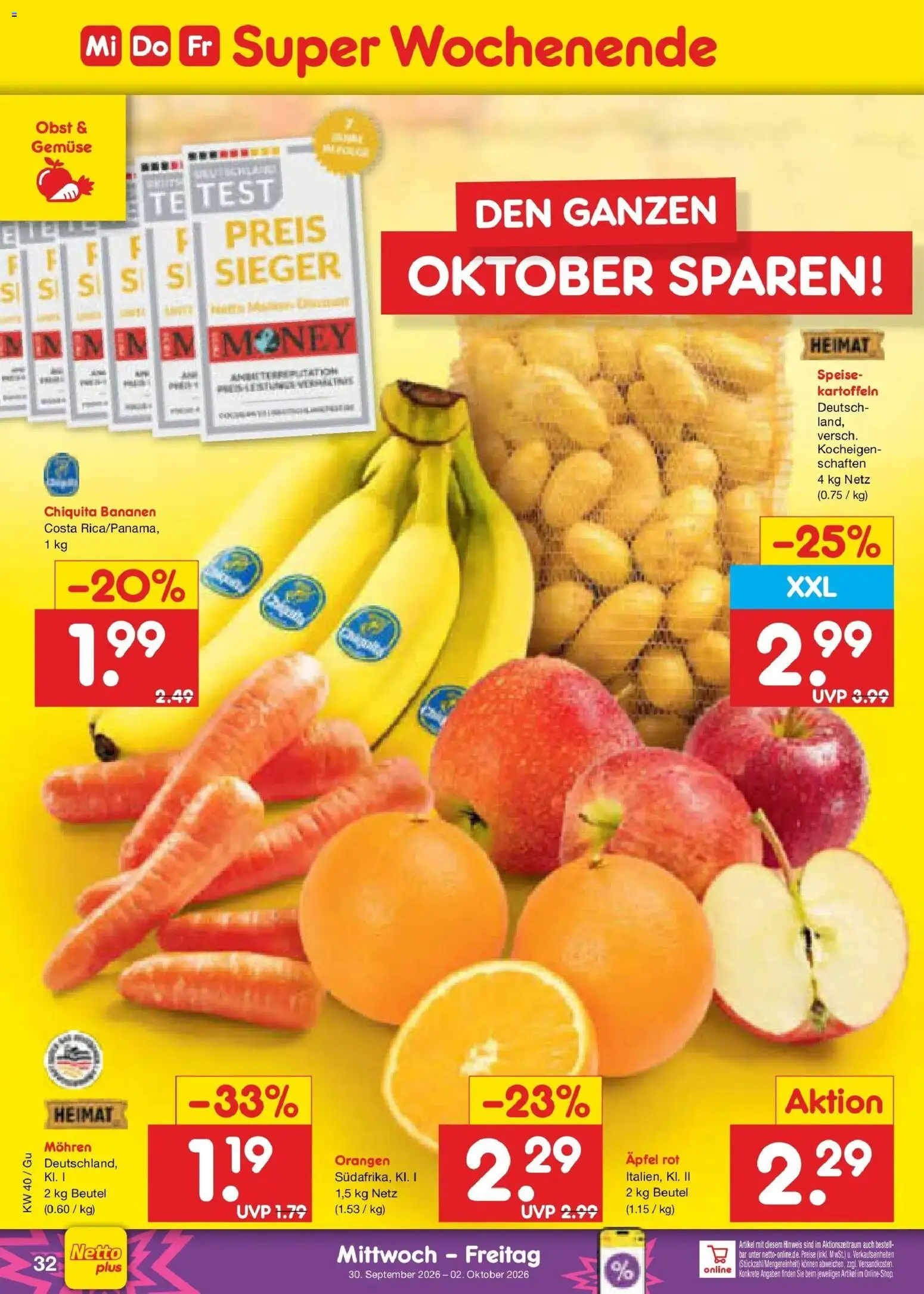 Netto Marken-Discount Prospekt Machern – gültig ab 28.09.2026 | Seite: 50 | Produkte: Äpfel, Mohren, Kartoffeln, Obst