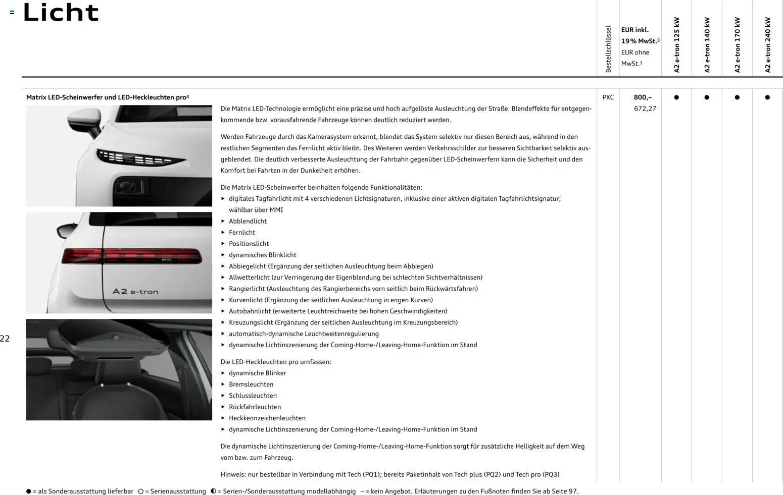 Audi A2 e-tron – gültig ab 10.09.2026 | Seite: 22