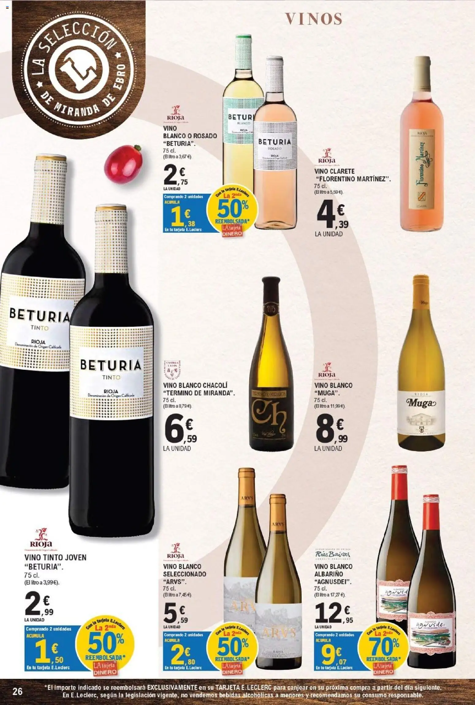E.Leclerc - Miranda de Ebro │ válido desde el 16/09/2026 | Página: 26 | Productos: Vino tinto, Vino, Vino blanco, Bebidas