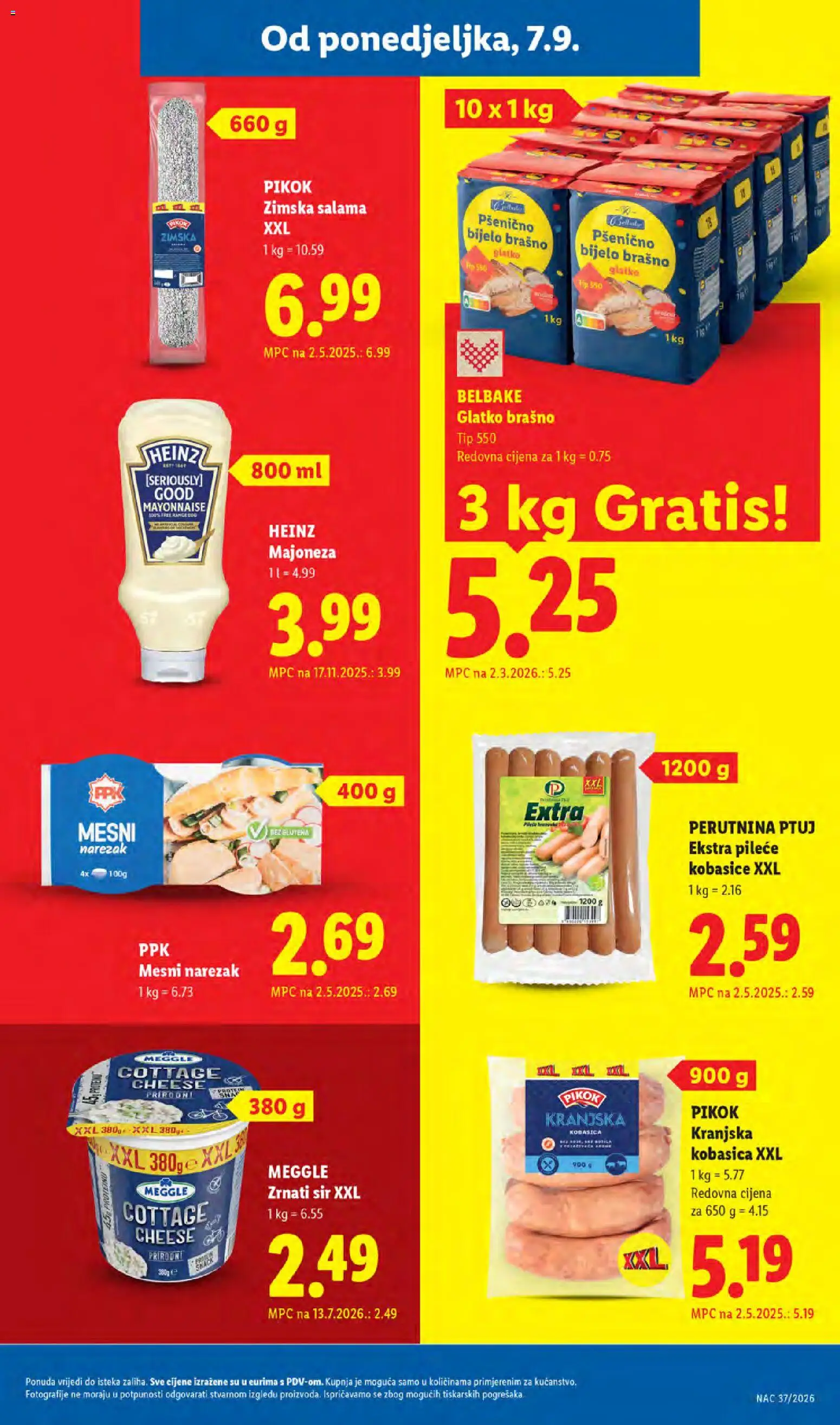 Lidl katalog | vrijedi od 07.09.2026 | Stranica: 11 | Proizvodi: Narezak, Brašno, Majoneza, Kobasica
