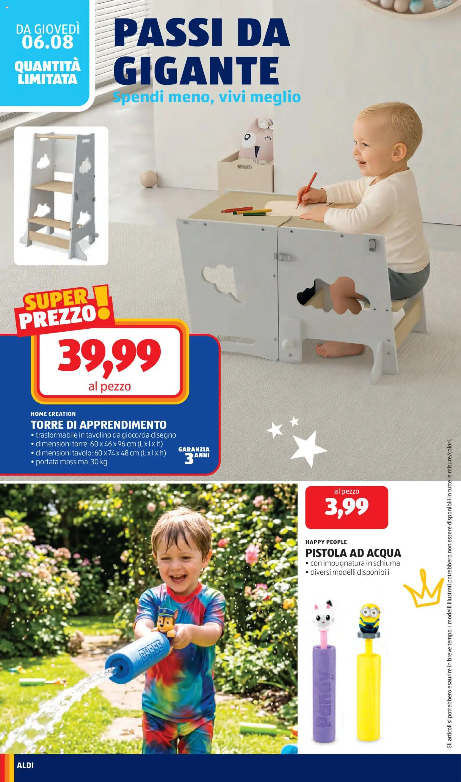 Volantino Aldi del 03/08/2026 | Pagina: 26 | Prodotti: Tavolino, Schiuma, Acqua, Tavolo