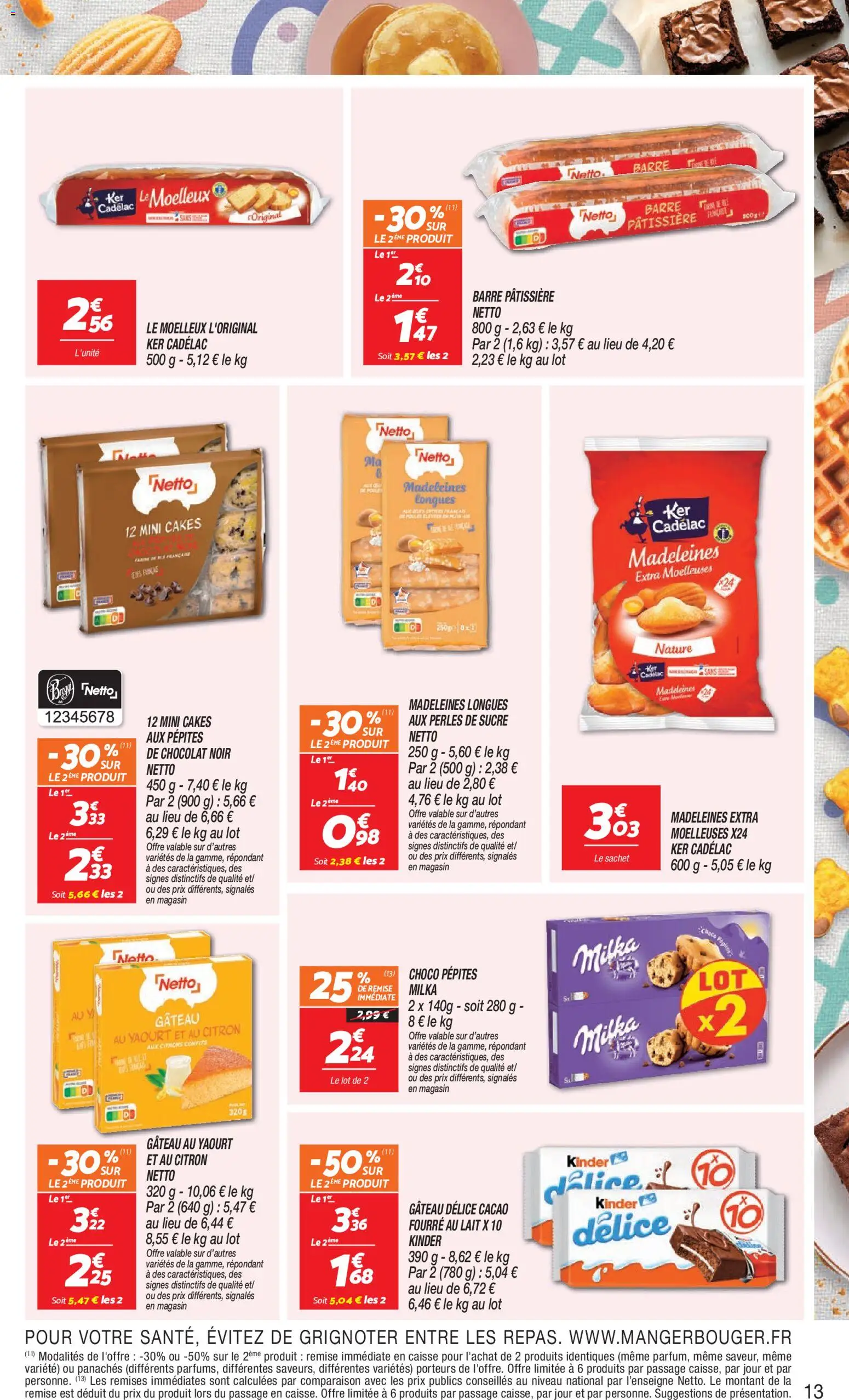 {H1} | Page: 13 | Produits: Pépites de chocolat, Madeleines, Barre pâtissière, Chocolat