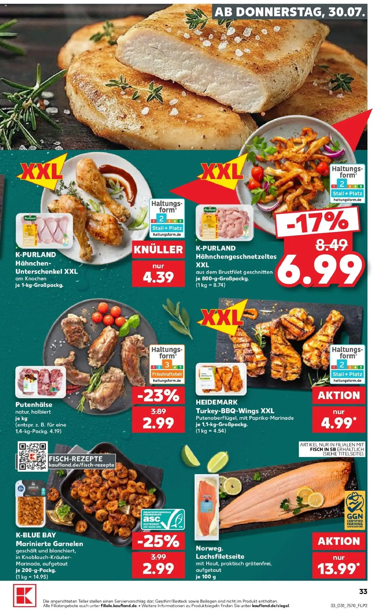 Kaufland Prospekt Remscheid – gültig ab 27.07.2026 | Seite: 42 | Produkte: Hahnchen, Garnelen, Fisch