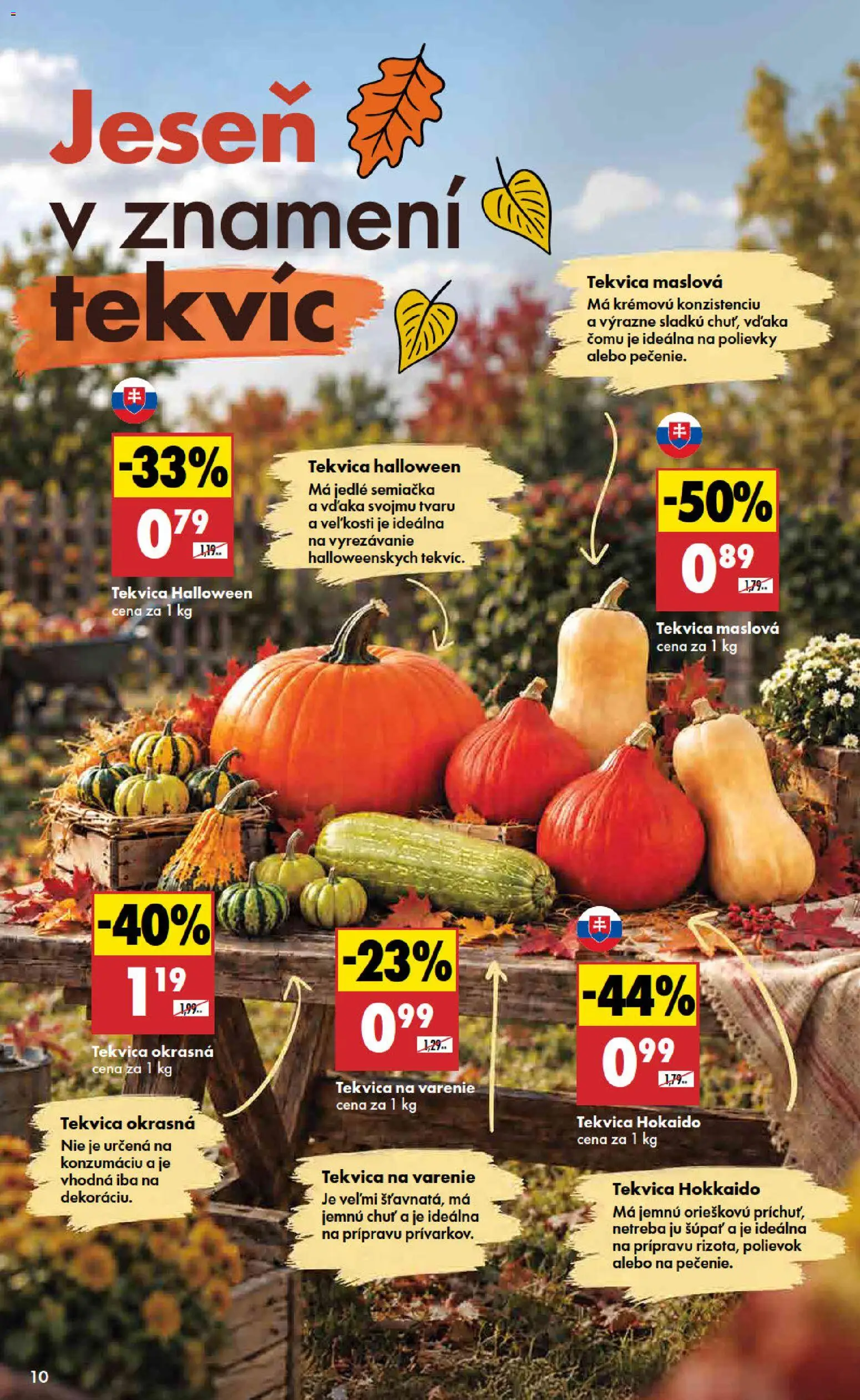 Nové Biedronka akcie – leták je platný od 01.10.2026 | Strana: 10 | Produkty: Tekvica Hokkaido, Polievky, Maslová tekvica, Tekvica