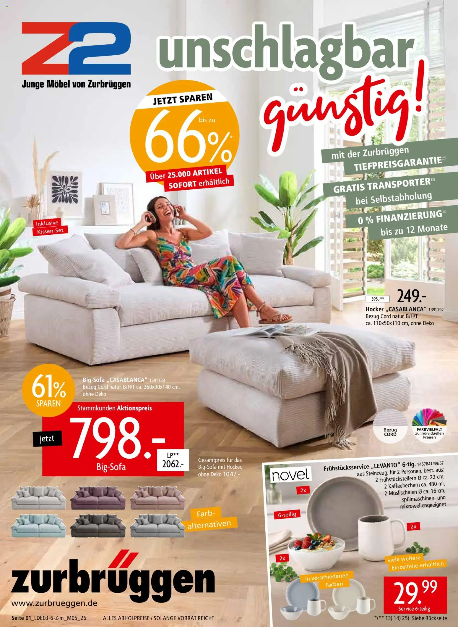 Zurbrüggen Prospekt 	 – gültig ab 28.03.2026 | Seite: 1 | Produkte: Bigsofa, Hocker