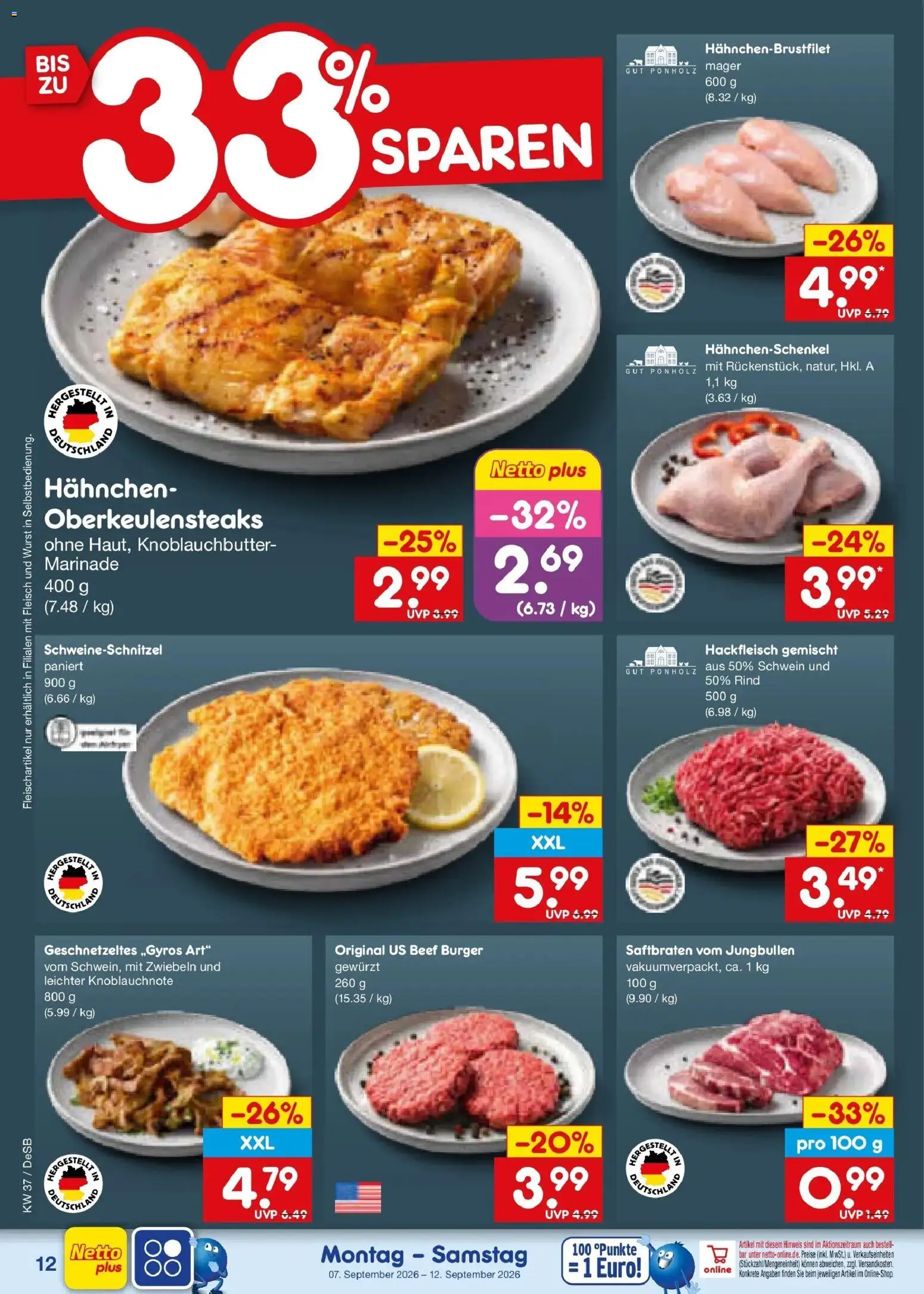 Netto Marken-Discount Prospekt Waiblingen-Bittenfeld – gültig ab 07.09.2026 | Seite: 18 | Produkte: Hahnchenschenkel, Wurst, Fleisch, Hackfleisch