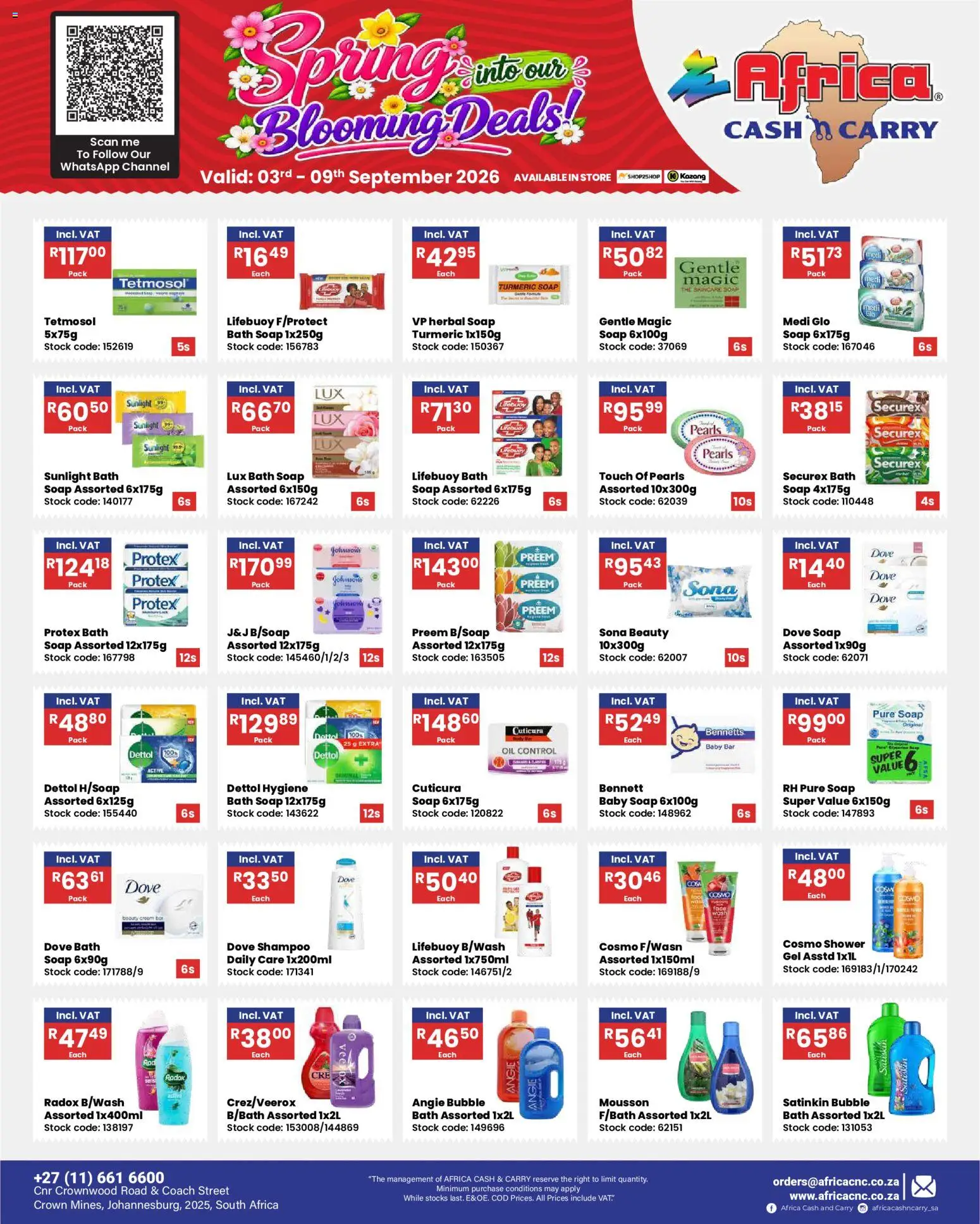 New Africa Cash & Carry catalogue – valid from 03/09/2026 | Page: 8 | Products: Bath, Shower, Oil, Shampoo