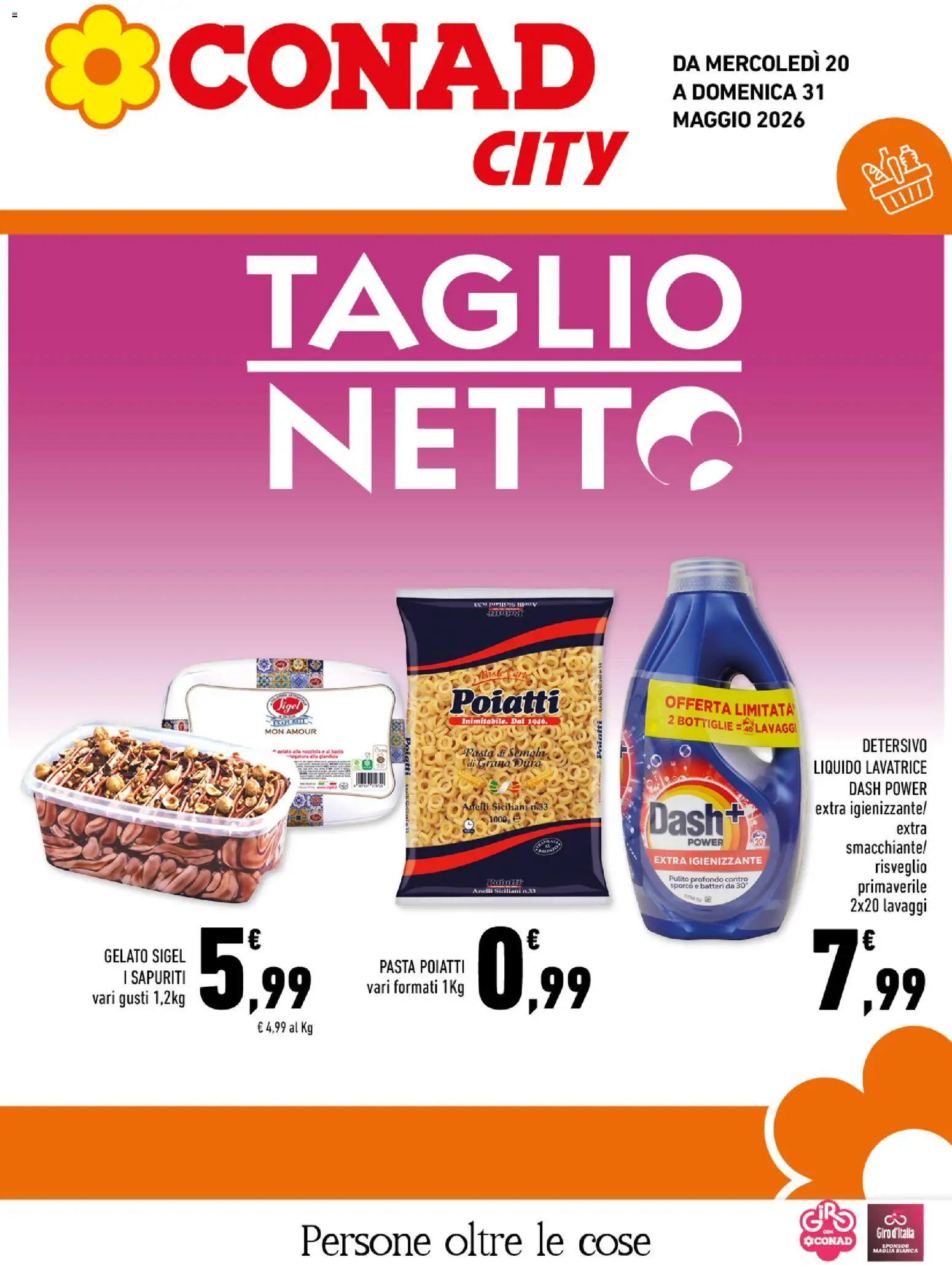 Volantino Conad del 20.05.2026 | Pagina: 1 | Prodotti: Gelato, Pasta, Lavatrice