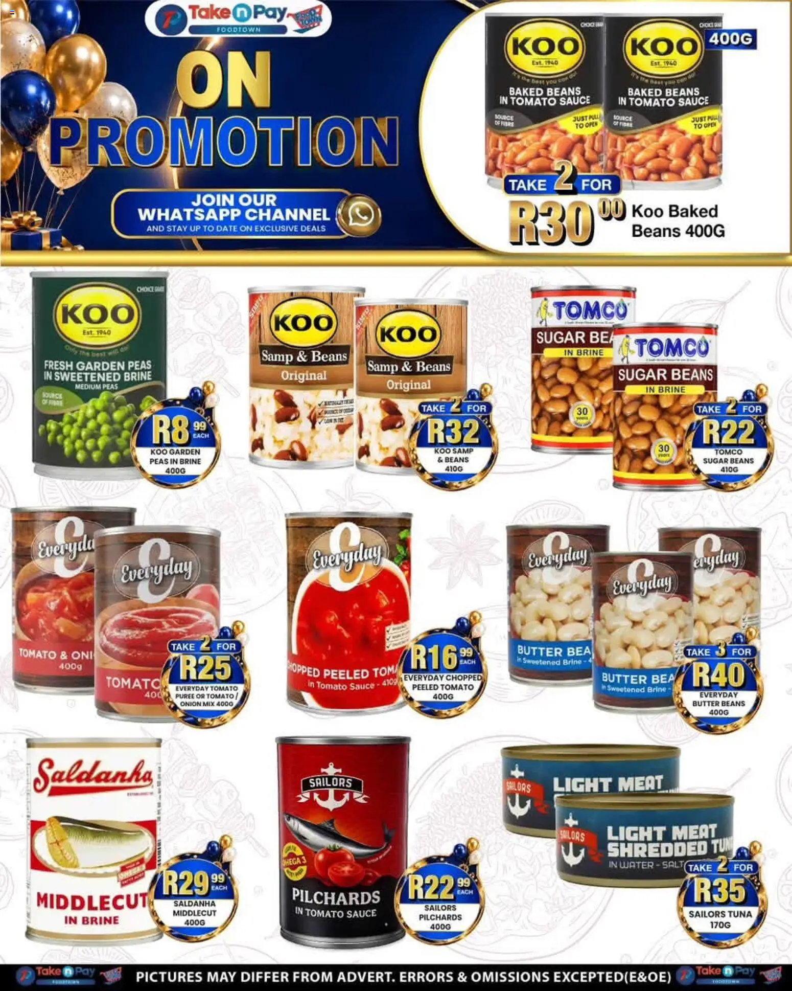 New Take n Pay catalogue – valid from 07/09/2026 | Page: 5 | Products: Pilchards, Beans, Butter, Water