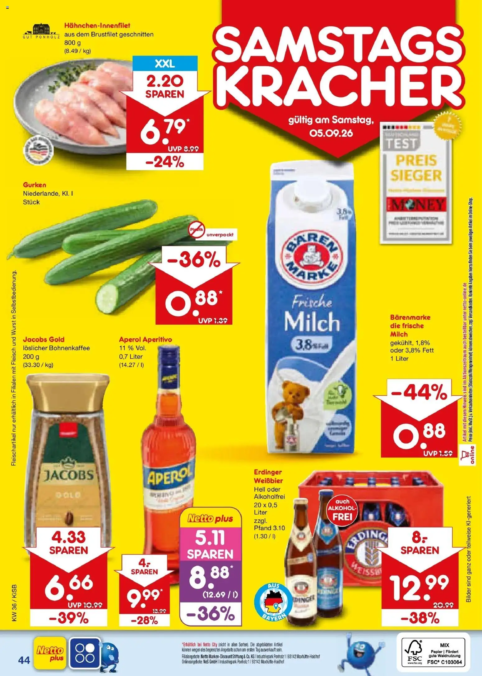 Netto Marken-Discount Prospekt Oberhaid – gültig ab 31.08.2026 | Seite: 56 | Produkte: Weißbier, Wurst, Aperol, Gurken