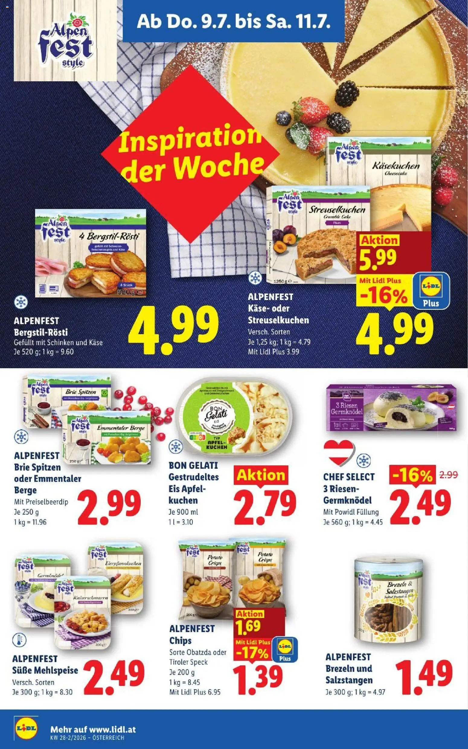 Lidl - Flugblatt gültig ab 09.07.2026 | Seite: 16 | Produkte: Chips, Käse, Schinken, Äpfel