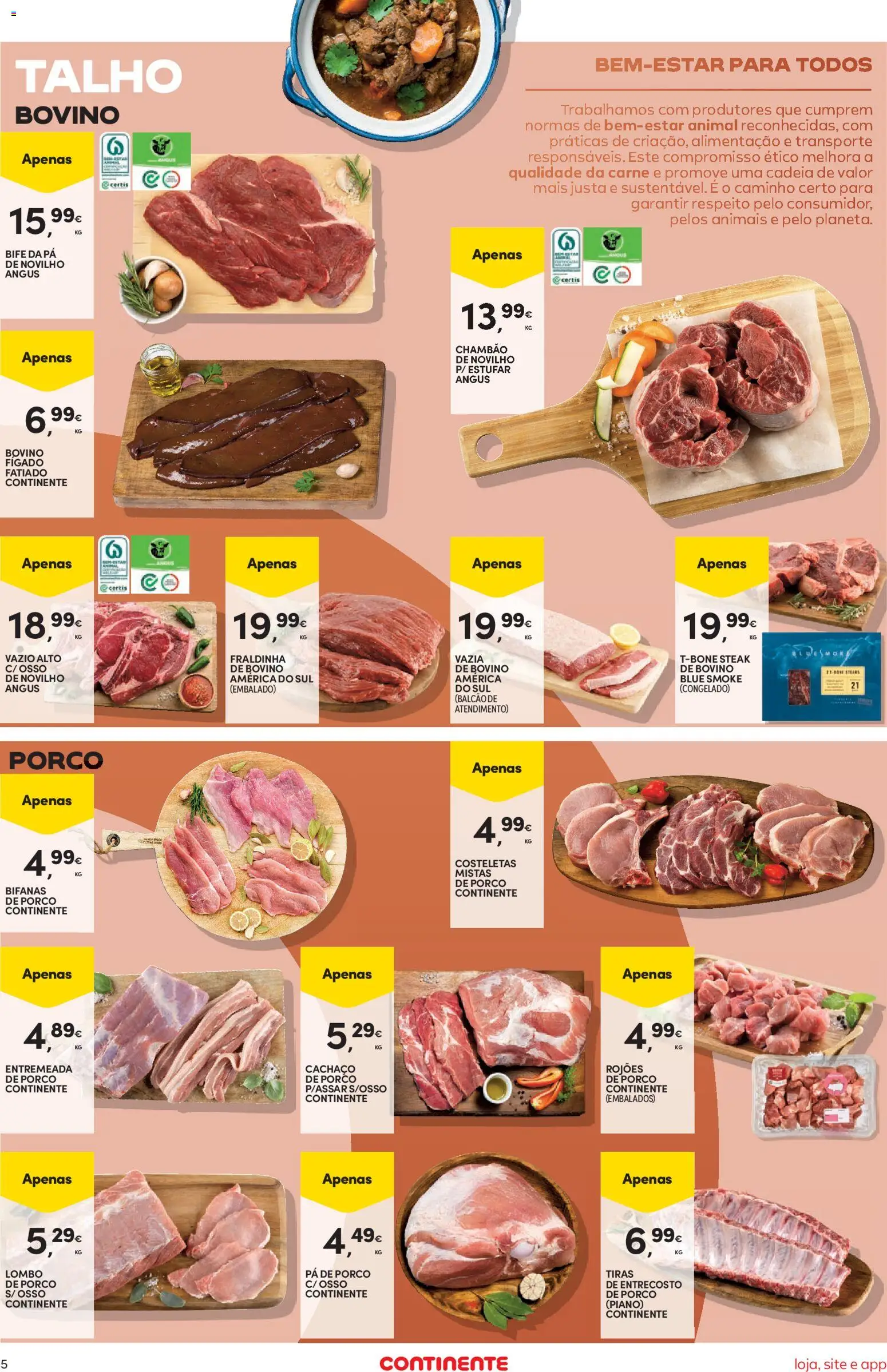 Continente folheto Bom Dia │ válido de 13/10/2026 | Página: 5 | Produtos: Fígado, Pá de porco, Entremeada, Bife