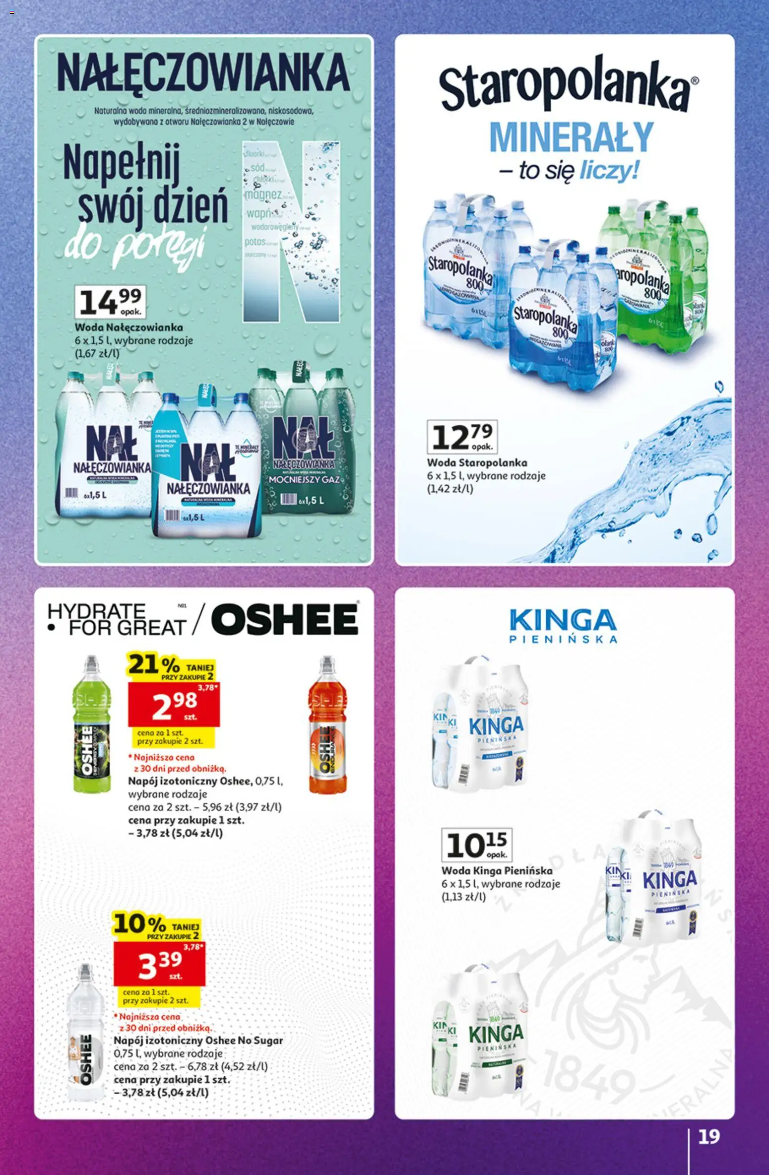 Auchan gazetka - Znane marki od 15.10.2026 | Strona: 19 | Produkty: Oshee, Woda Nałęczowianka, Woda