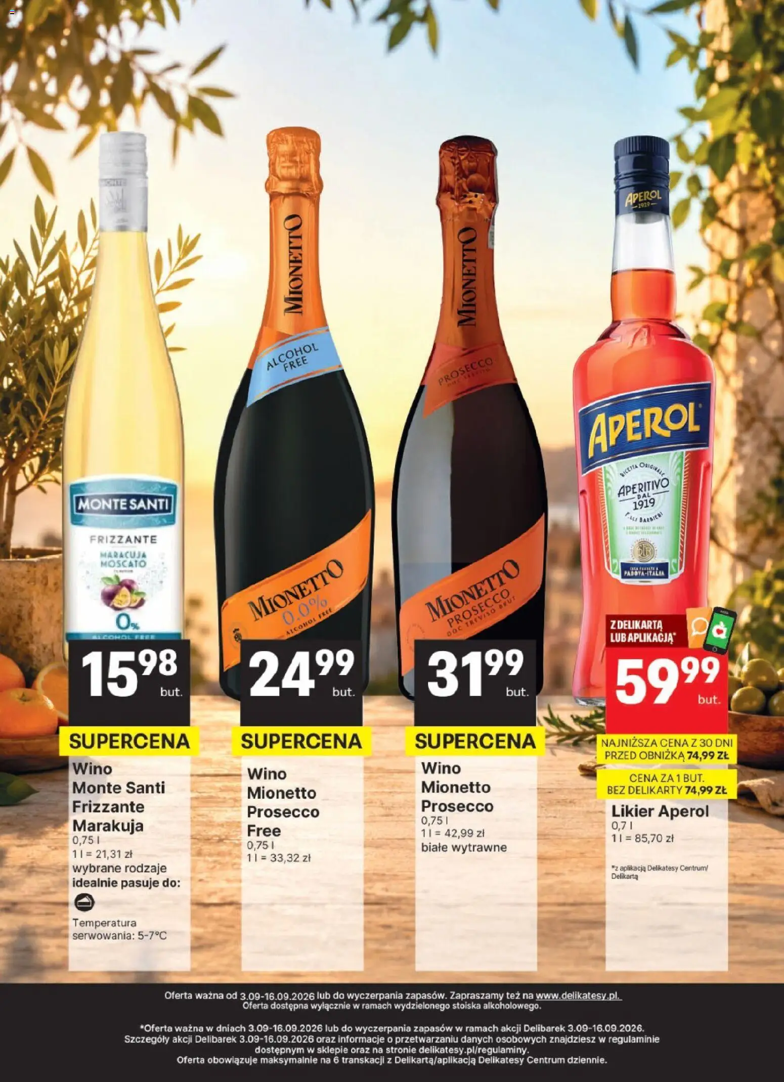 Delikatesy Centrum gazetka - DeliBarek od 03.09.2026 | Strona: 6 | Produkty: Mionetto prosecco, Delikatesy, Aperol, Prosecco