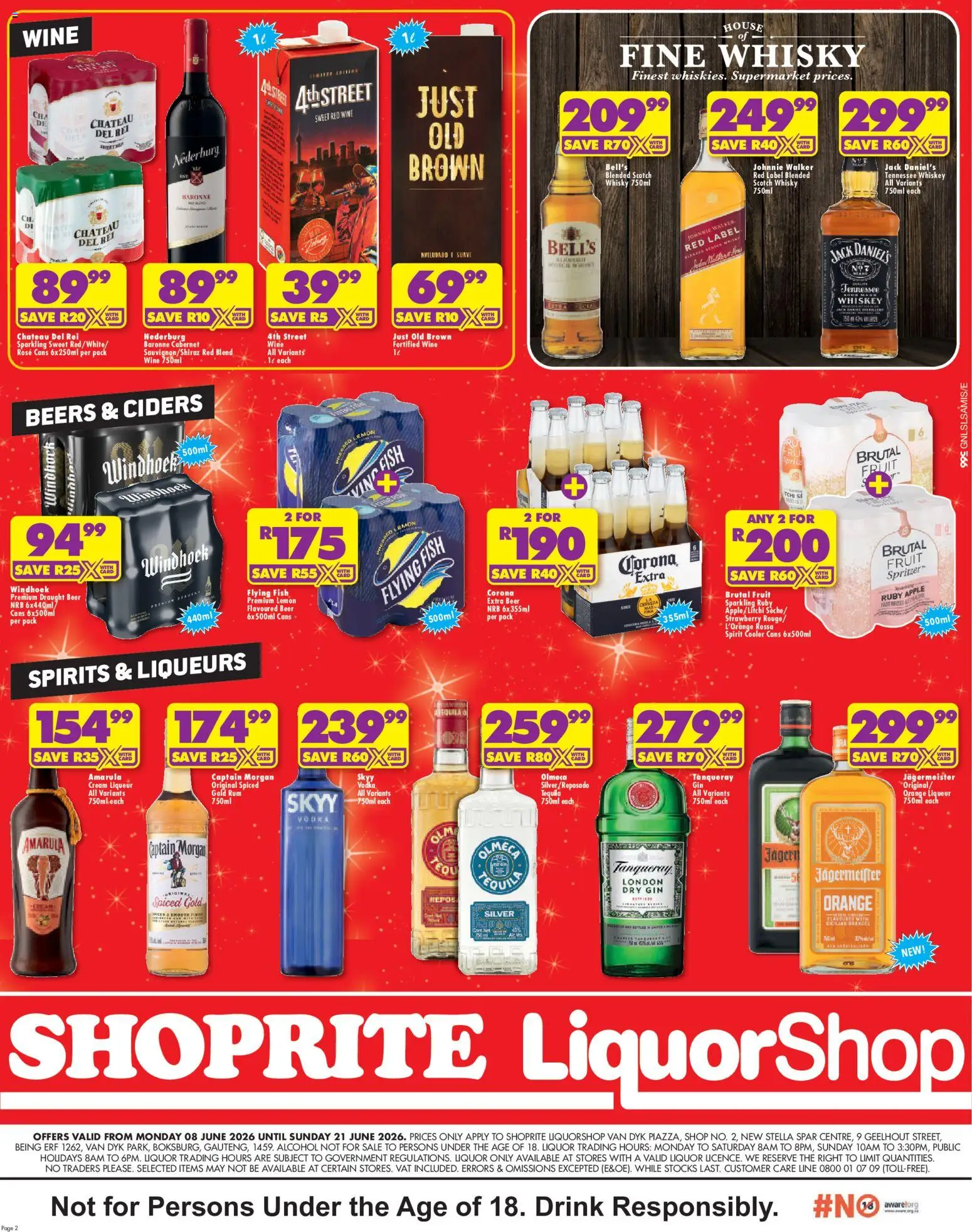 New Shoprite catalogue – valid from 08.06.2026 | Page: 2 | Products: Fish, Vodka, Whiskey, Lemon