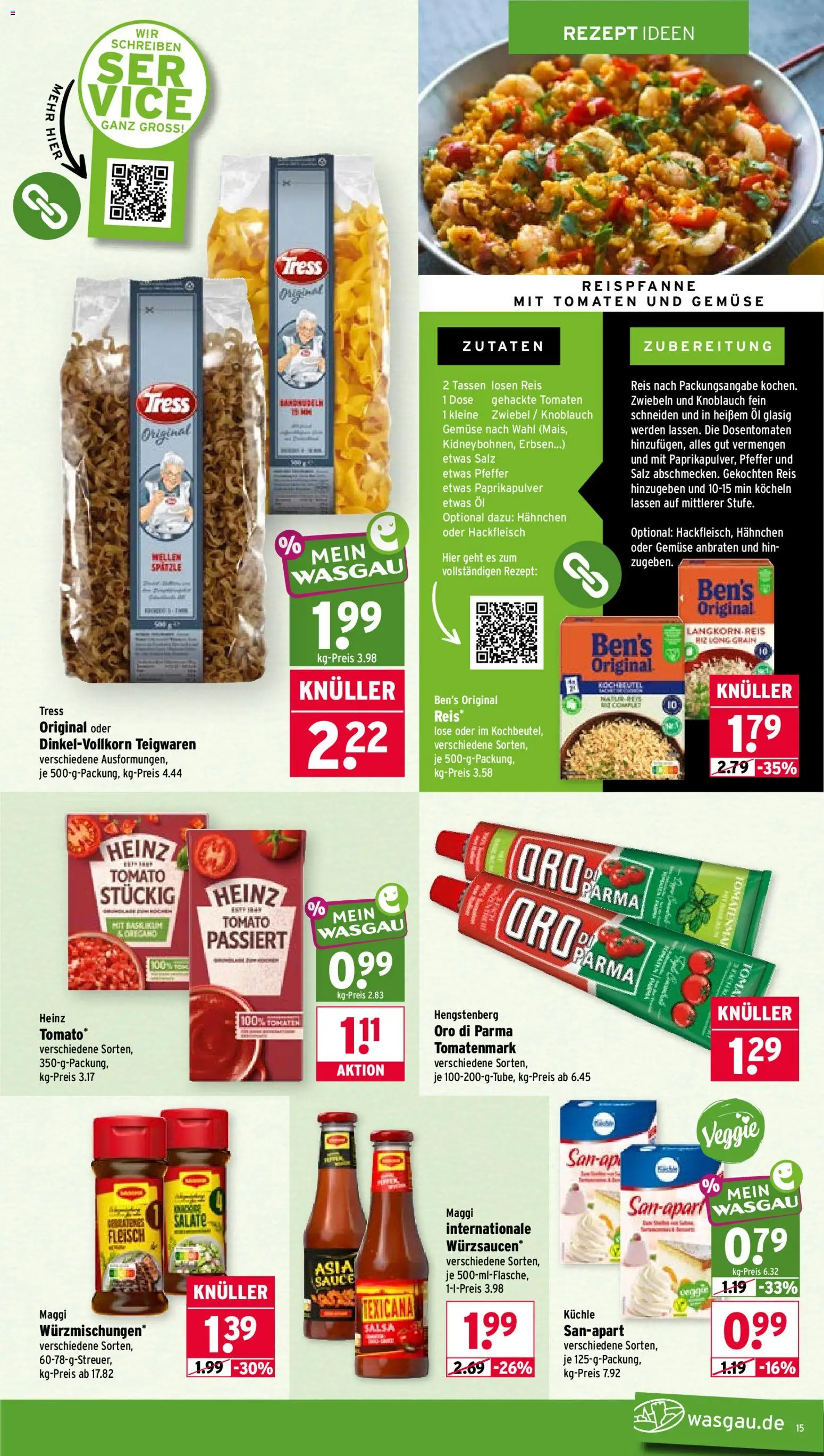 Wasgau Prospekt – gültig ab 26.05.2026 | Seite: 15 | Produkte: Öl, Gemüse, Reis, Erbsen