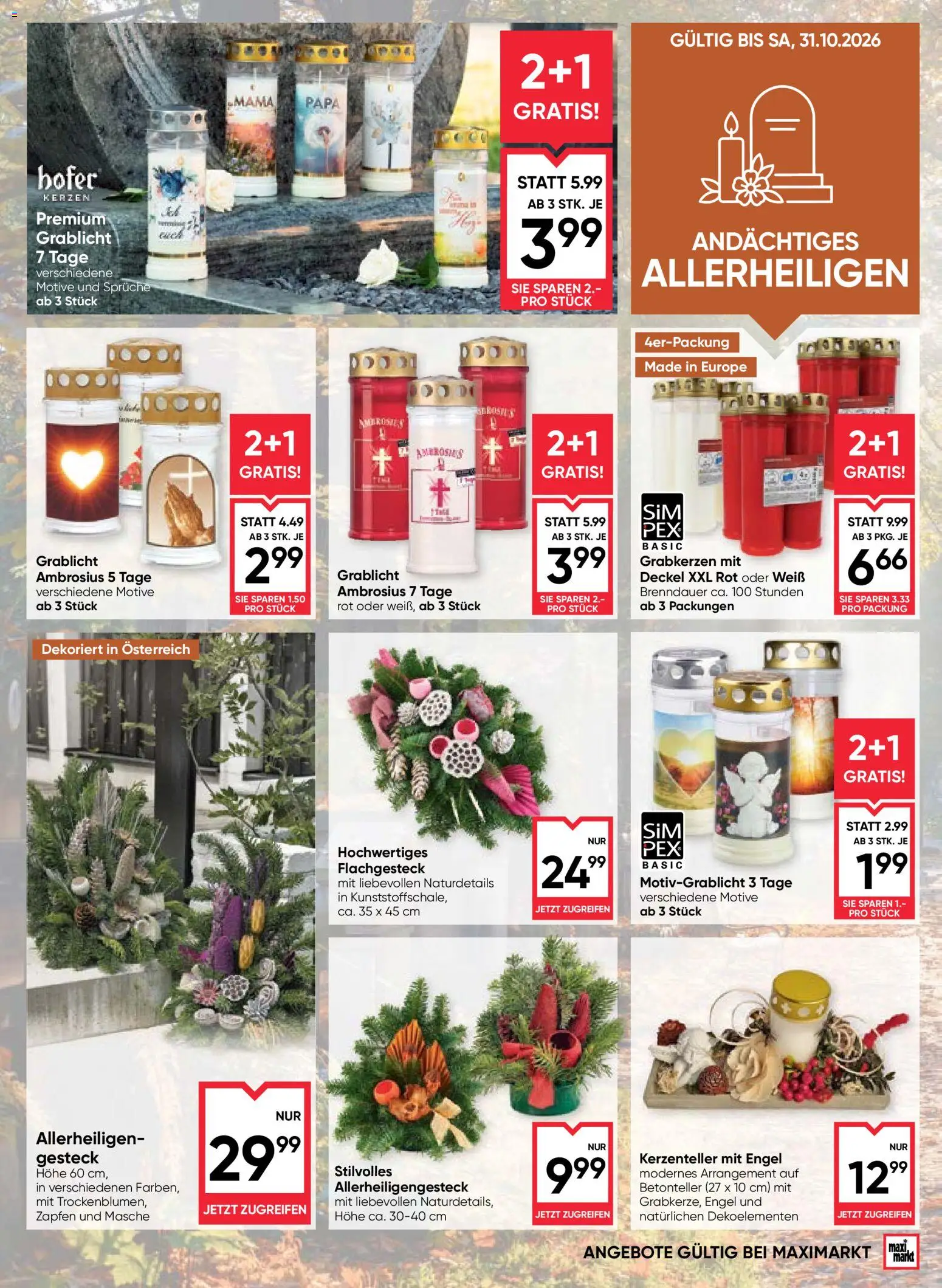 Maximarkt Flugblatt gültig ab 22.10.2026 | Seite: 17 | Produkte: Grabkerzen, Kerzen