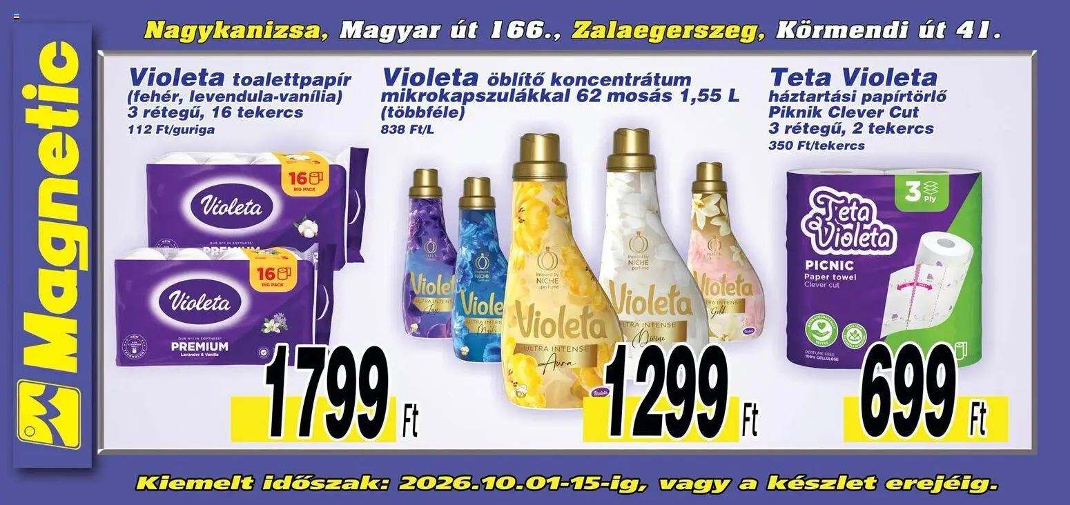 Magnetic akciós ujság - amely érvényes a következő dátumtól: 2026.10.01. | Oldal: 5 | Termékek: Toalettpapír, Öblítő koncentrátum, Papírtörlő, Öblítő