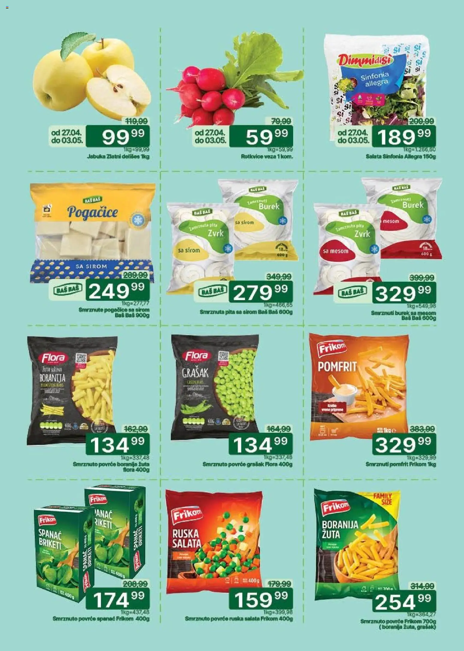 Univerexport katalog - važi od 27.04.2026 | Strana: 2 | Proizvode: Spanać, Boranija, Salata, Pomfrit