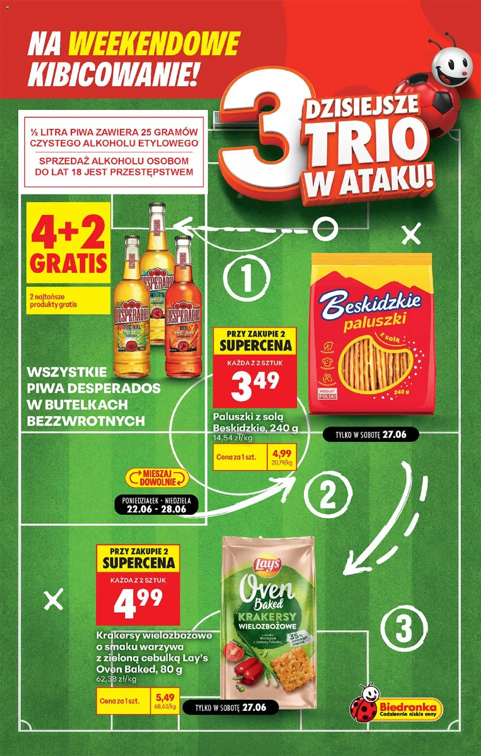 Biedronka gazetka - Football od 27.06.2026 | Strona: 4 | Produkty: Tequila, Paluszki, Krakersy, Warzywa