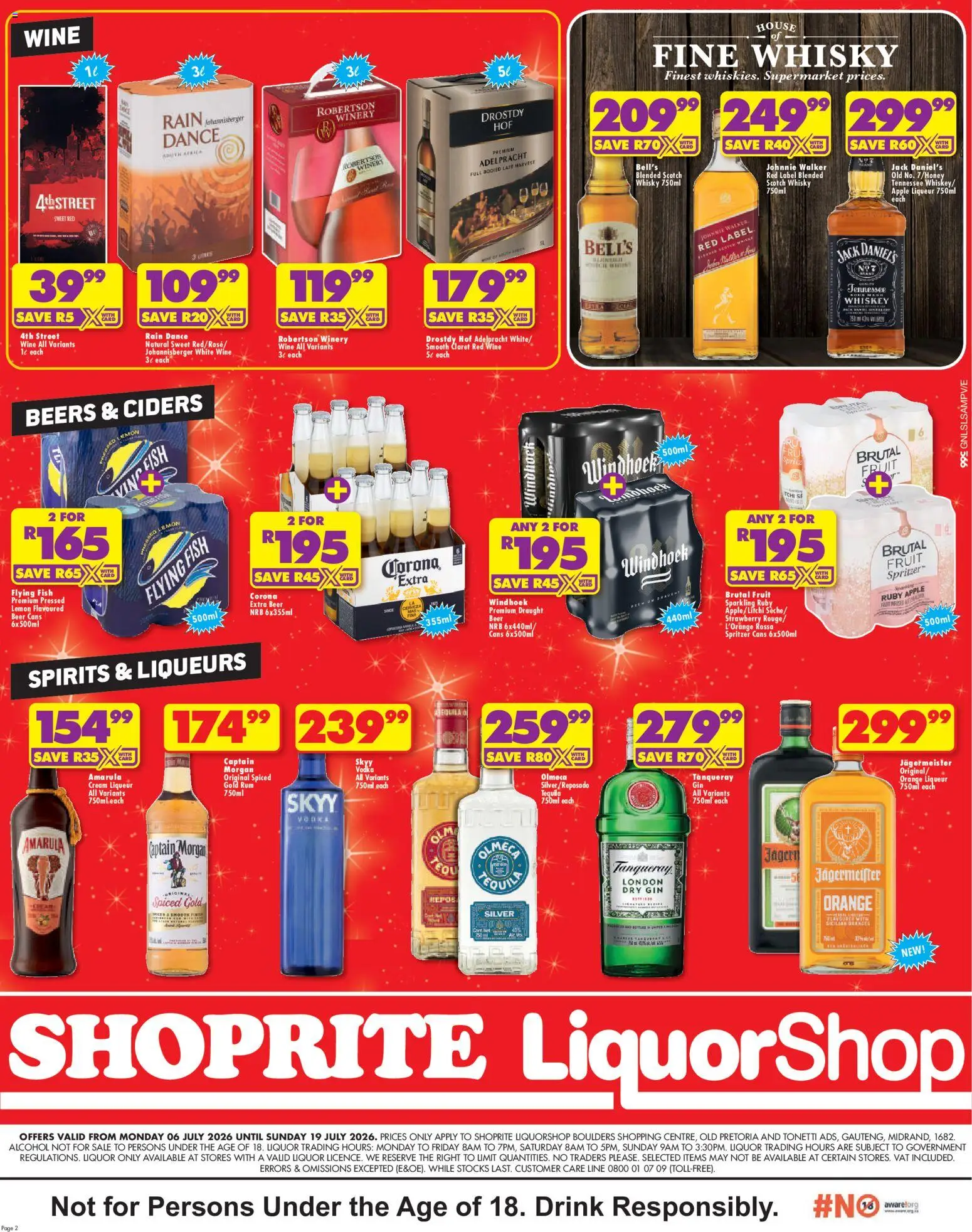 New Shoprite catalogue – valid from 06/07/2026 | Page: 2 | Products: Rum, Cream, Vodka, Fruit