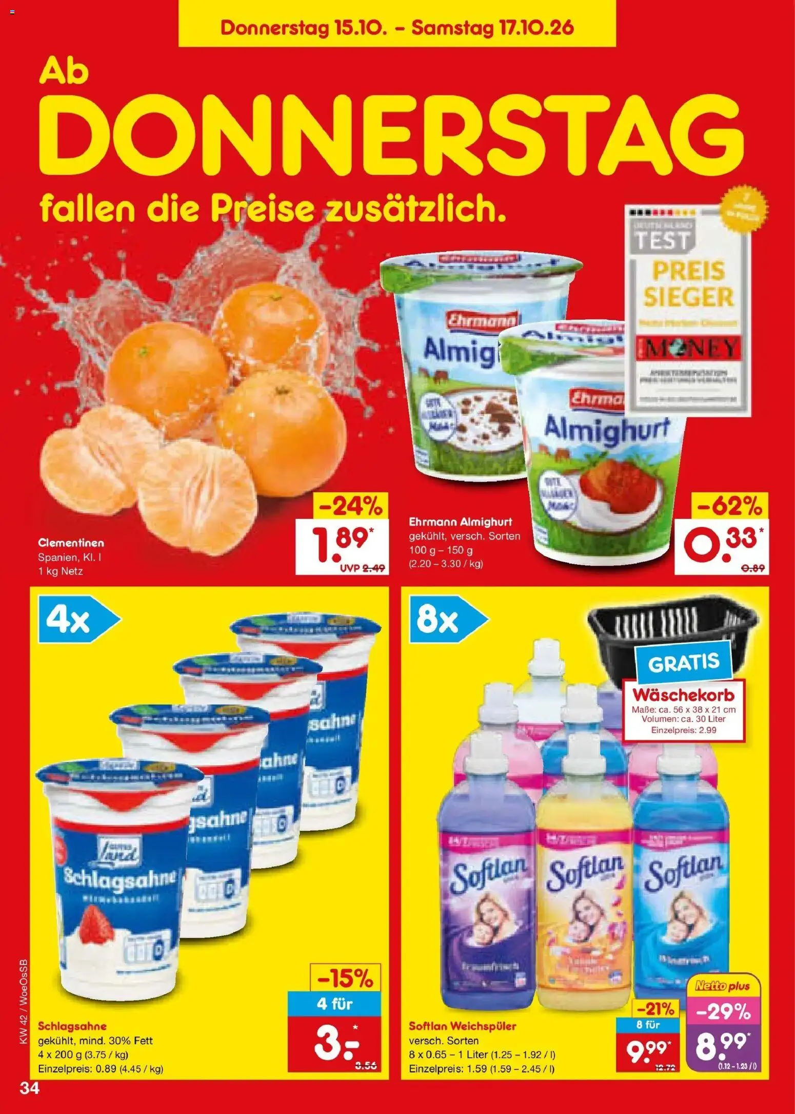 Netto Marken-Discount Prospekt Gemmingen (ab 12.10.2026) » Angebote | Seite: 48 | Produkte: Ehrmann almighurt, Schlagsahne, Weichspüler, Sahne