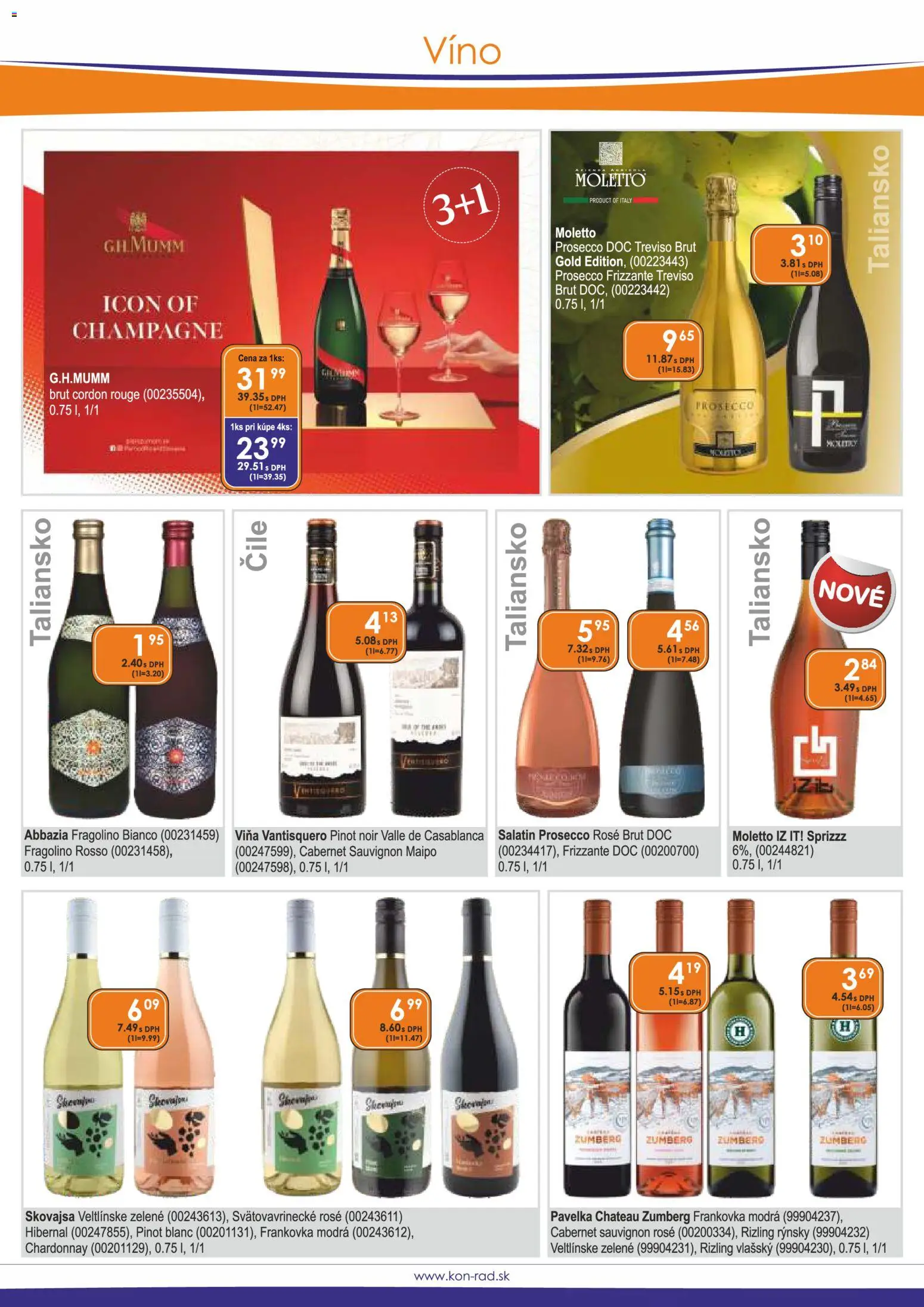 Nové KON - RAD akcie – leták je platný od 01.06.2026 | Strana: 20 | Produkty: Víno, Prosecco