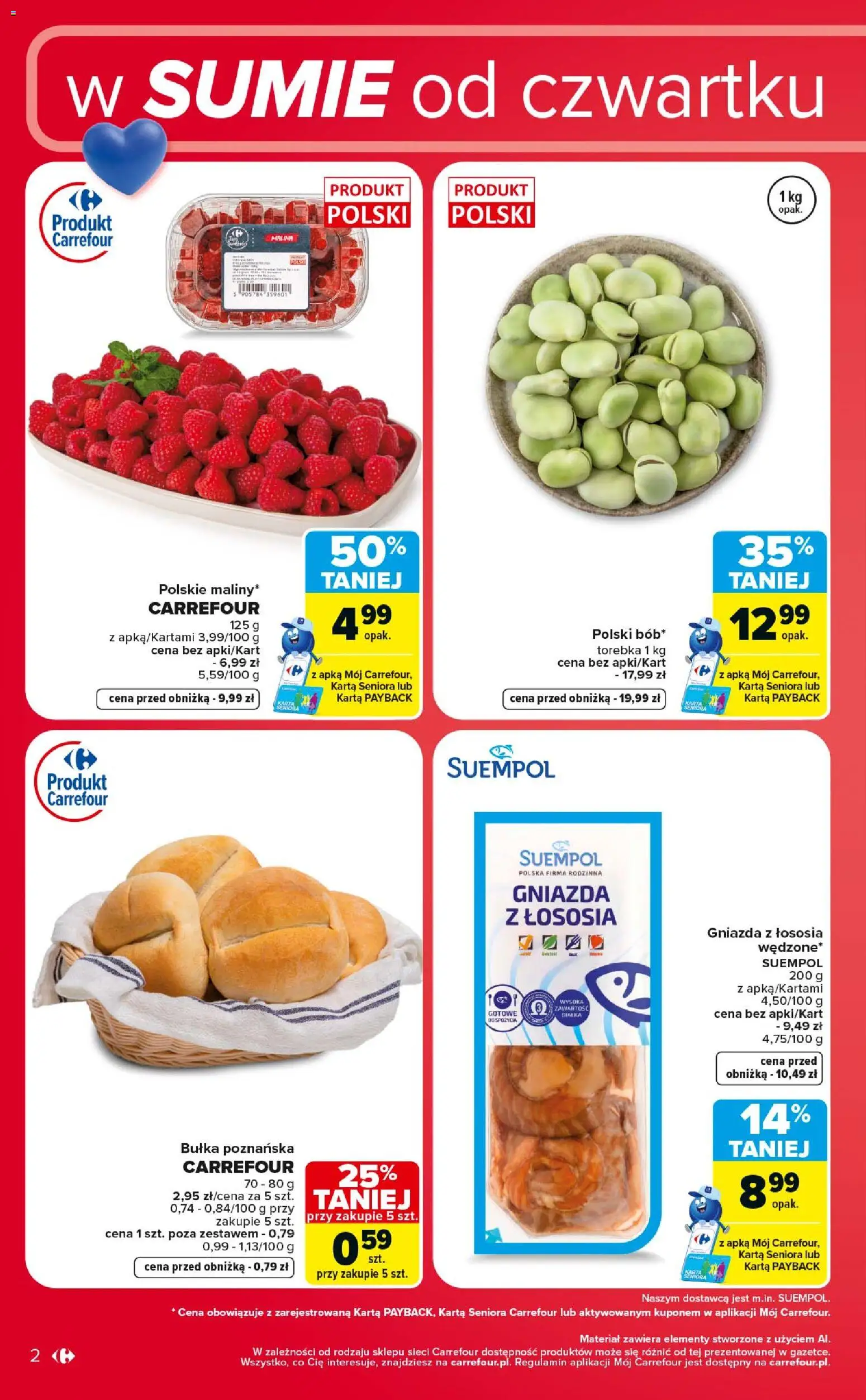 Carrefour gazetka - Weekend okazji od 02.07.2026 | Strona: 2 | Produkty: Karta, Torebka, Bułka, Bułka poznańska