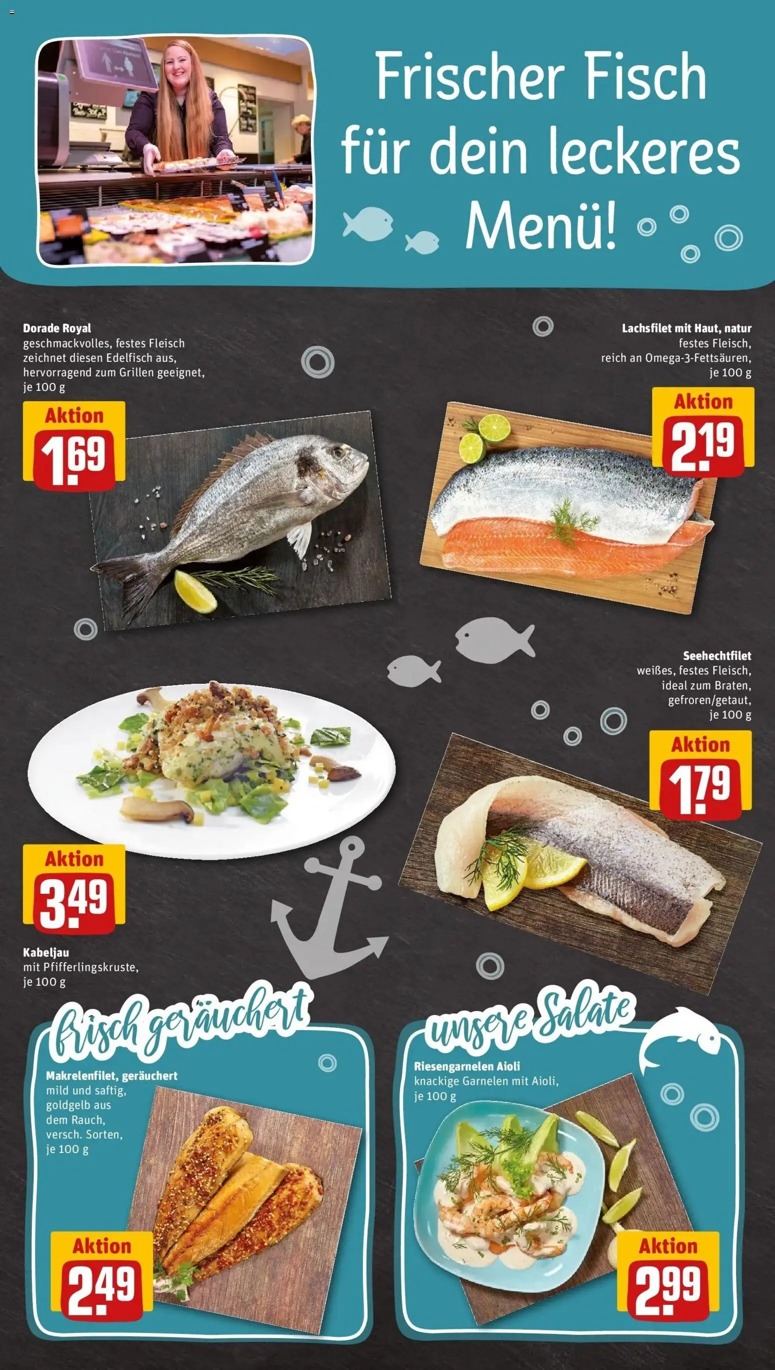 REWE Prospekt ab 28.09.2026 zum Blättern » Angebote | Seite: 39 | Produkte: Dorade, Garnelen, Fisch, Fleisch