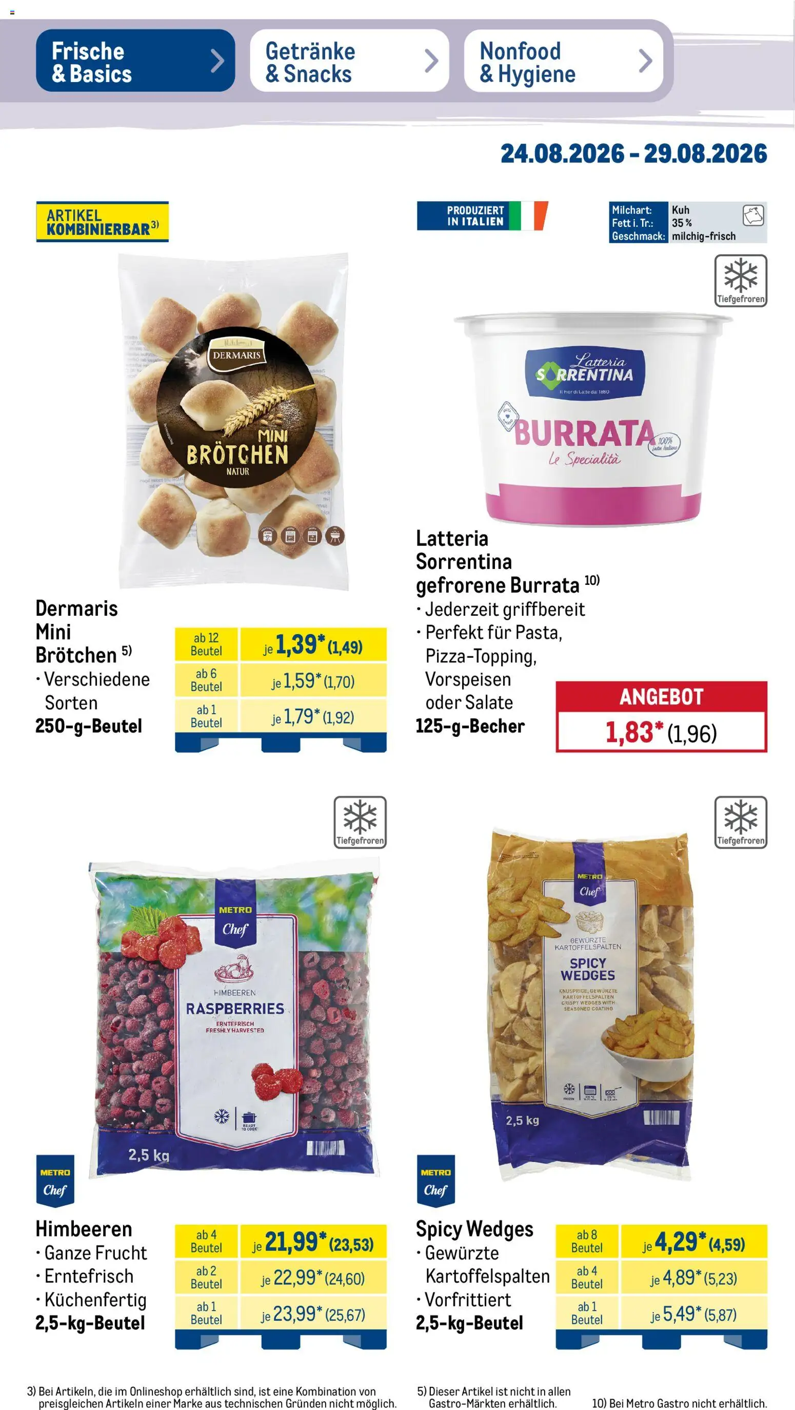 Metro Prospekt – gültig ab 24.08.2026 | Seite: 18 | Produkte: Himbeeren, Burrata