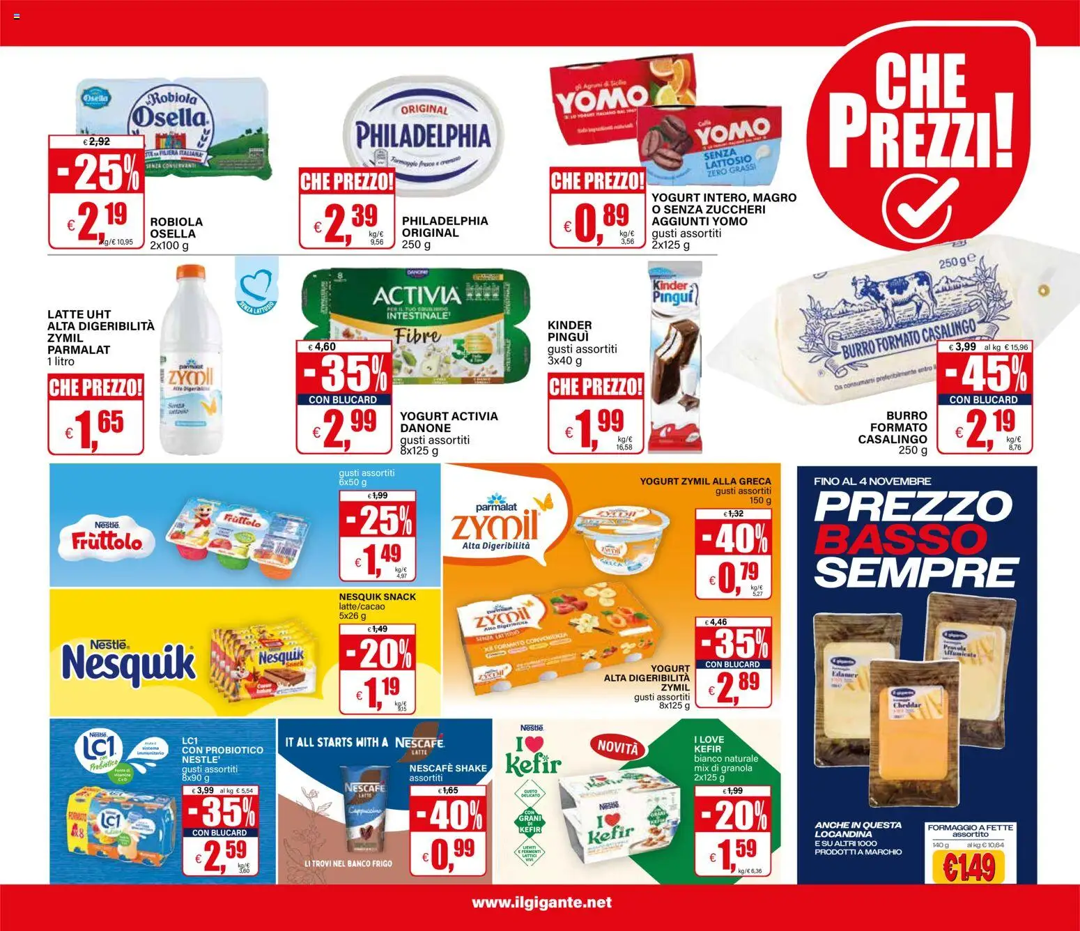 Volantino Il Gigante del 22/10/2026 | Pagina: 23 | Prodotti: Kefir, Yogurt, Cheddar, Formaggio