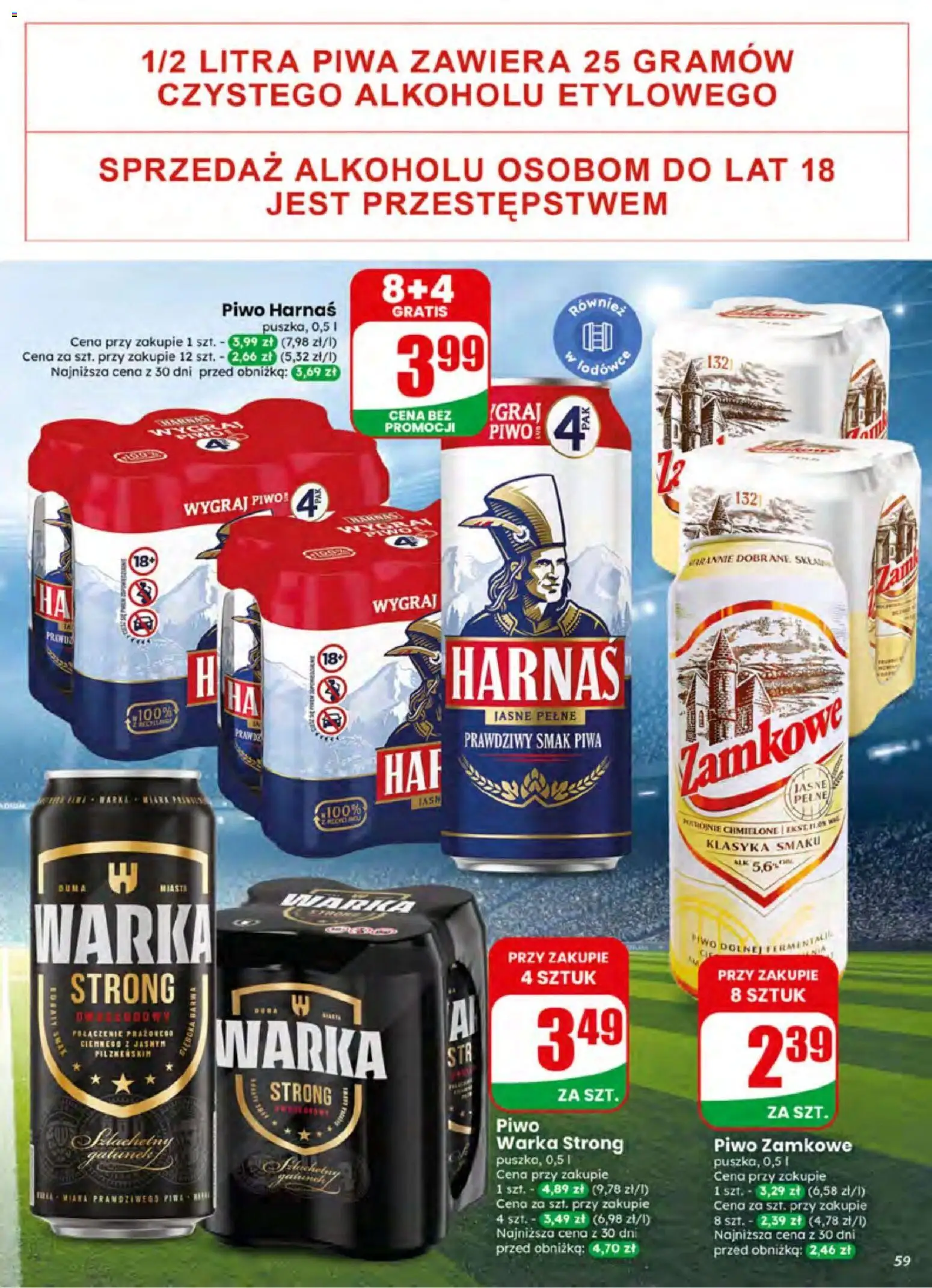 Dino gazetka od 24.06.2026 | Strona: 59 | Produkty: Warka, Harnaś, Piwo, Piwo zamkowe