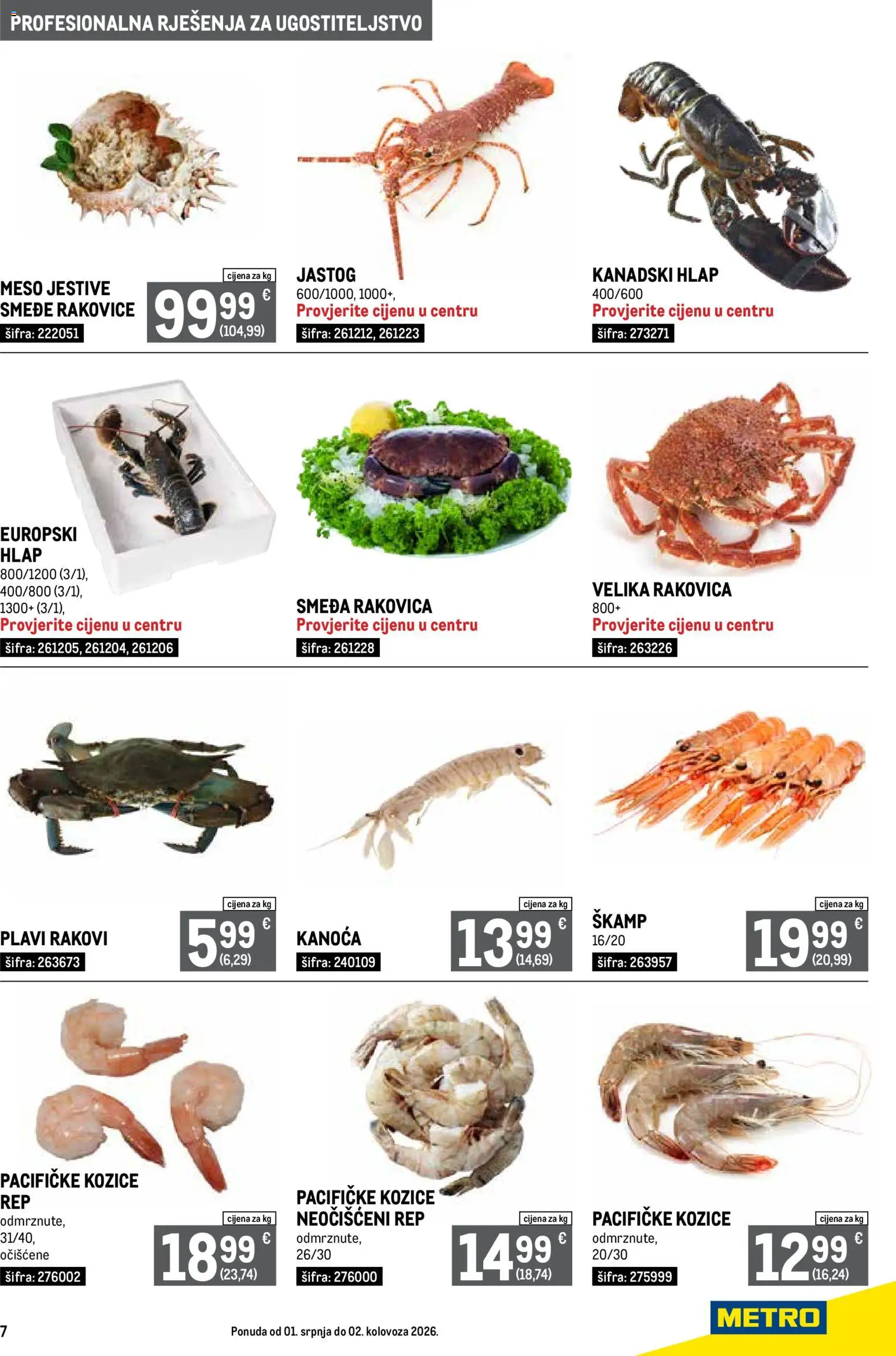 Metro katalog | vrijedi od 01.07.2026 | Stranica: 7 | Proizvodi: Meso, Kozice