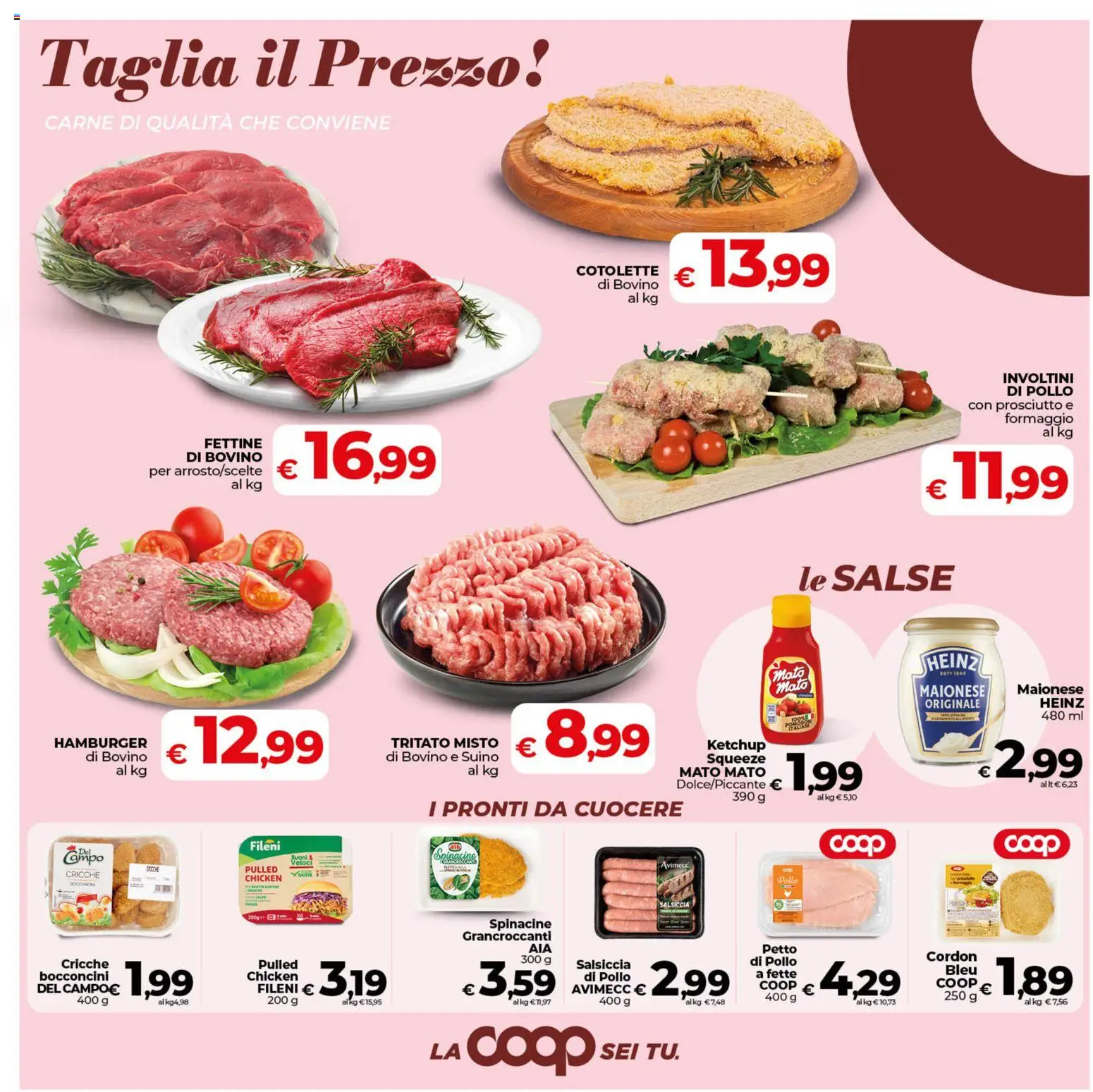 Volantino COOP del 09.06.2026 | Pagina: 12 | Prodotti: Bovino, Pollo, Ketchup, Formaggio