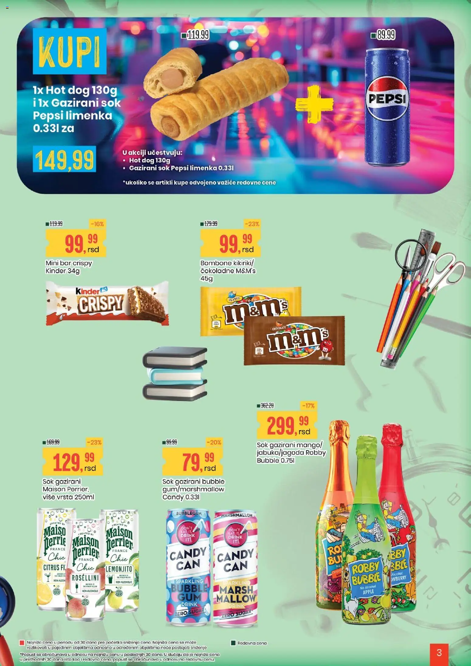 Aroma Market katalog - važi od 28.08.2026 | Strana: 3 | Proizvode: So, Hot dog, Sok, Pepsi