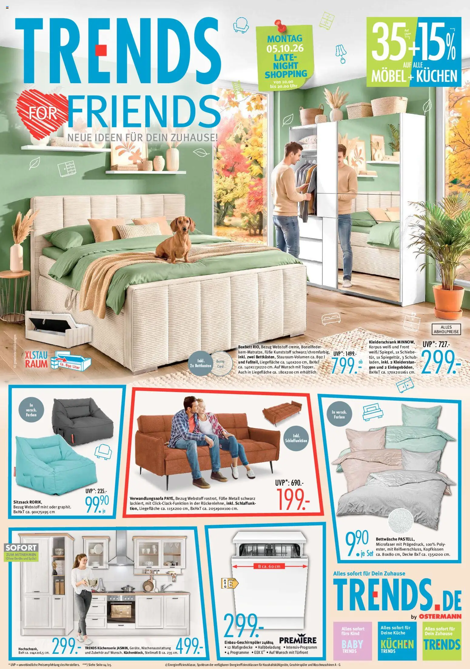 Trends Prospekt – gültig ab 03.10.2026 | Seite: 1 | Produkte: Geschirrspüler, Kleiderschrank, Bettwäsche, Kopfkissen