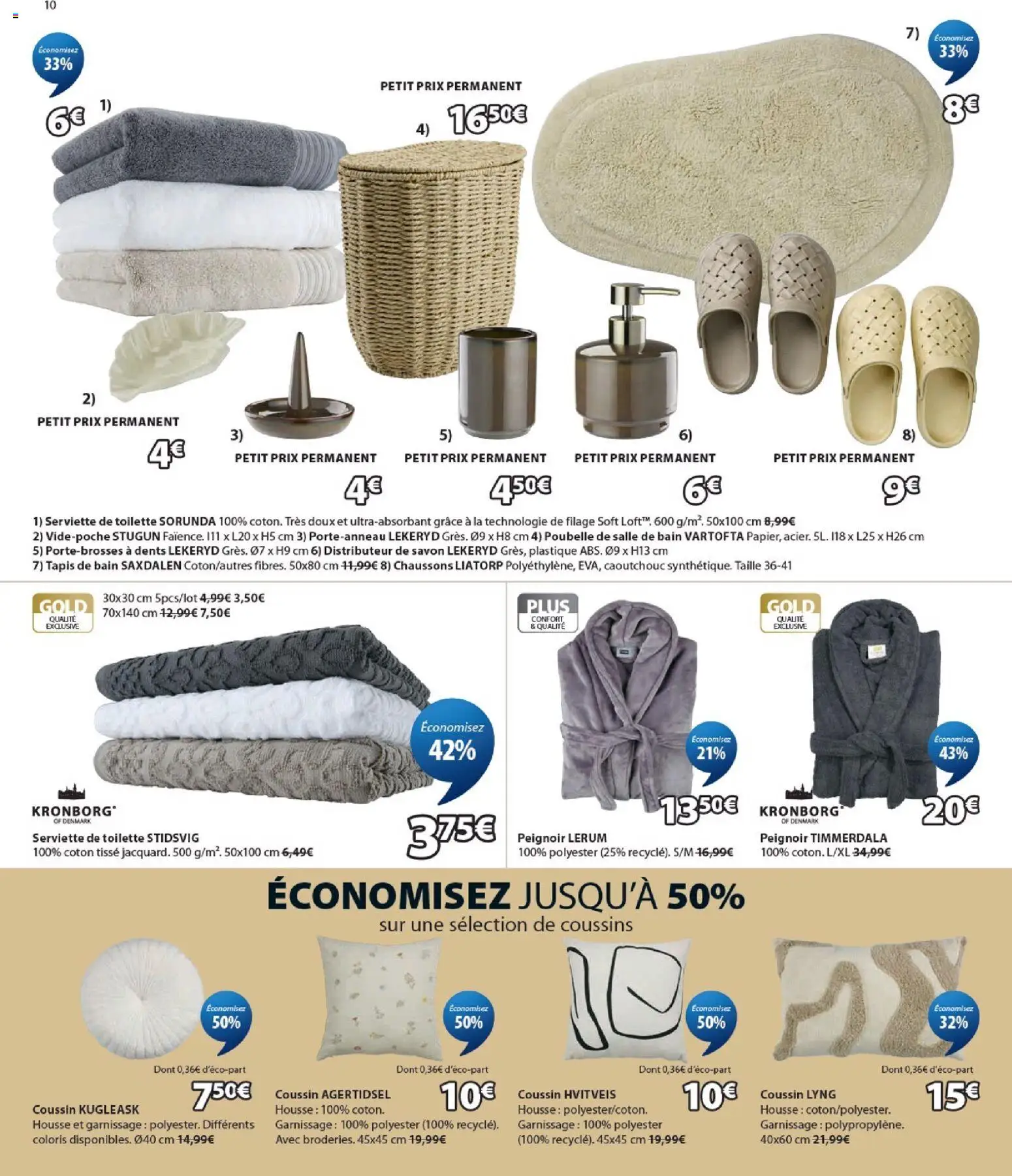 {H1} | Page: 10 | Produits: Poubelle, Savon, Tapis, Chaussons