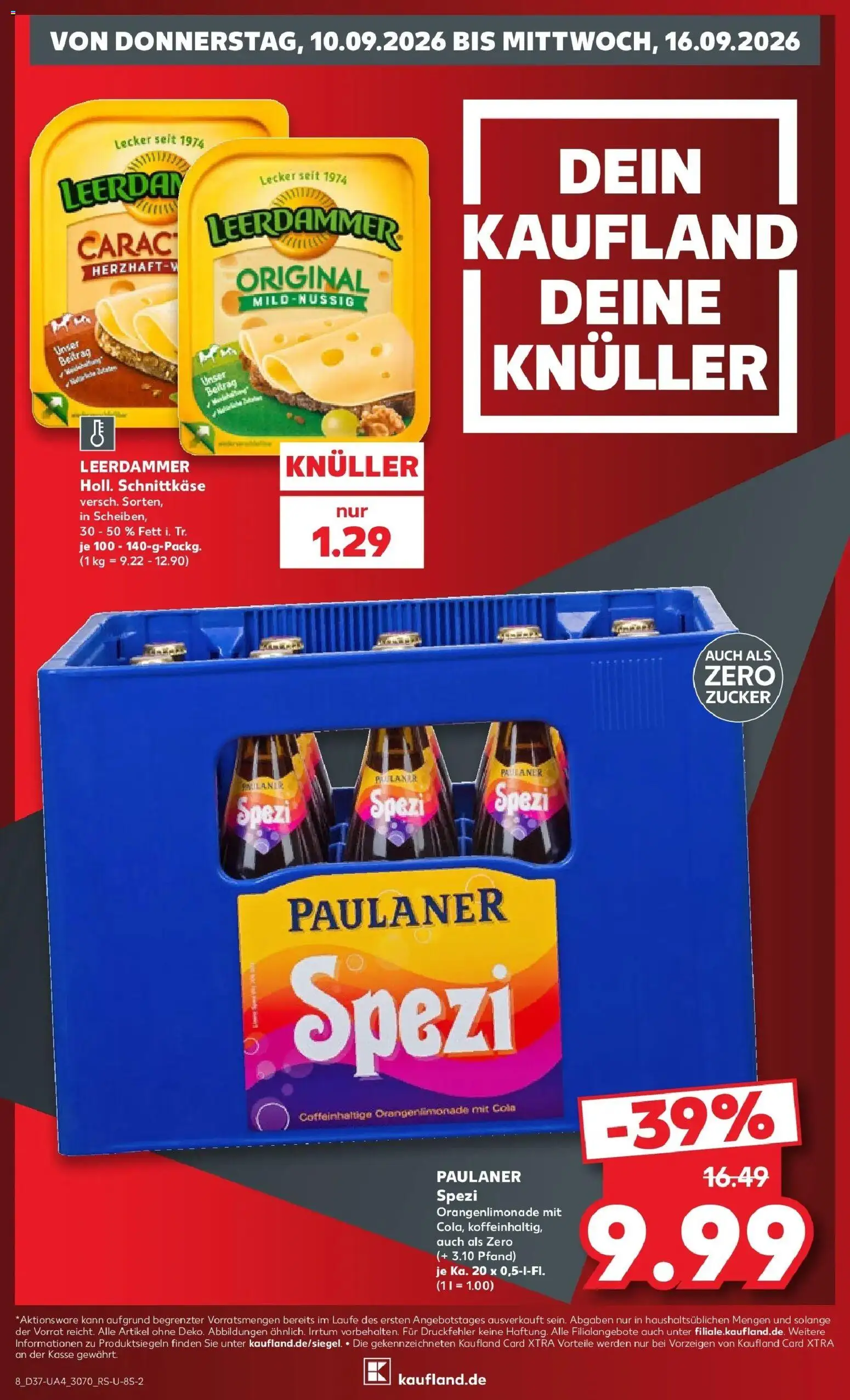 Prospekt Kaufland ab 07.09.2026 » Angebote Online zum Blättern | Seite: 17 | Produkte: Paulaner spezi, Leerdammer, Zucker, Paulaner